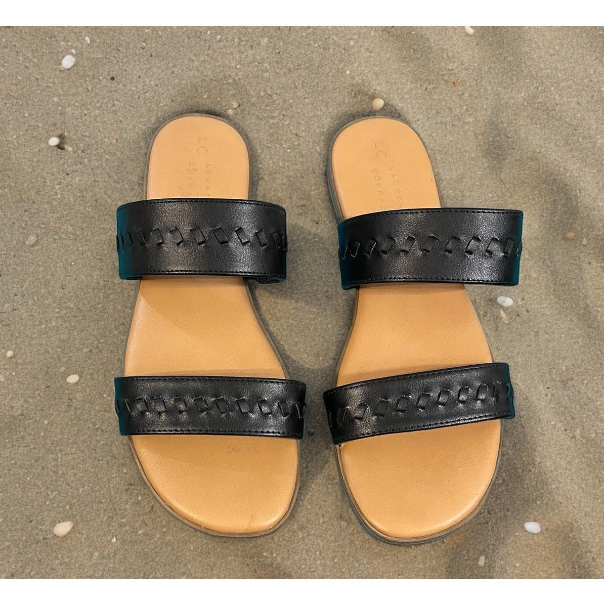 Slip On Black Sandals Laurent Conrad Shoes Size 10 Flats, Women's