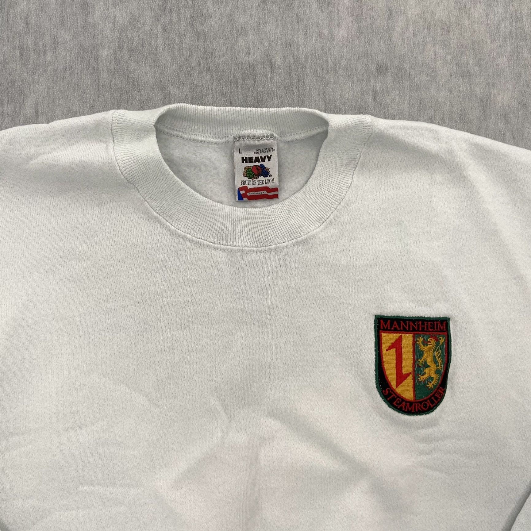Fruit Of The Loom VINTAGE Mannheim Steamroller Sweater Adult Large White Cotton Blend 1990s Casual Mens L Size US L / EU 52-54 / 3 - 3 Thumbnail