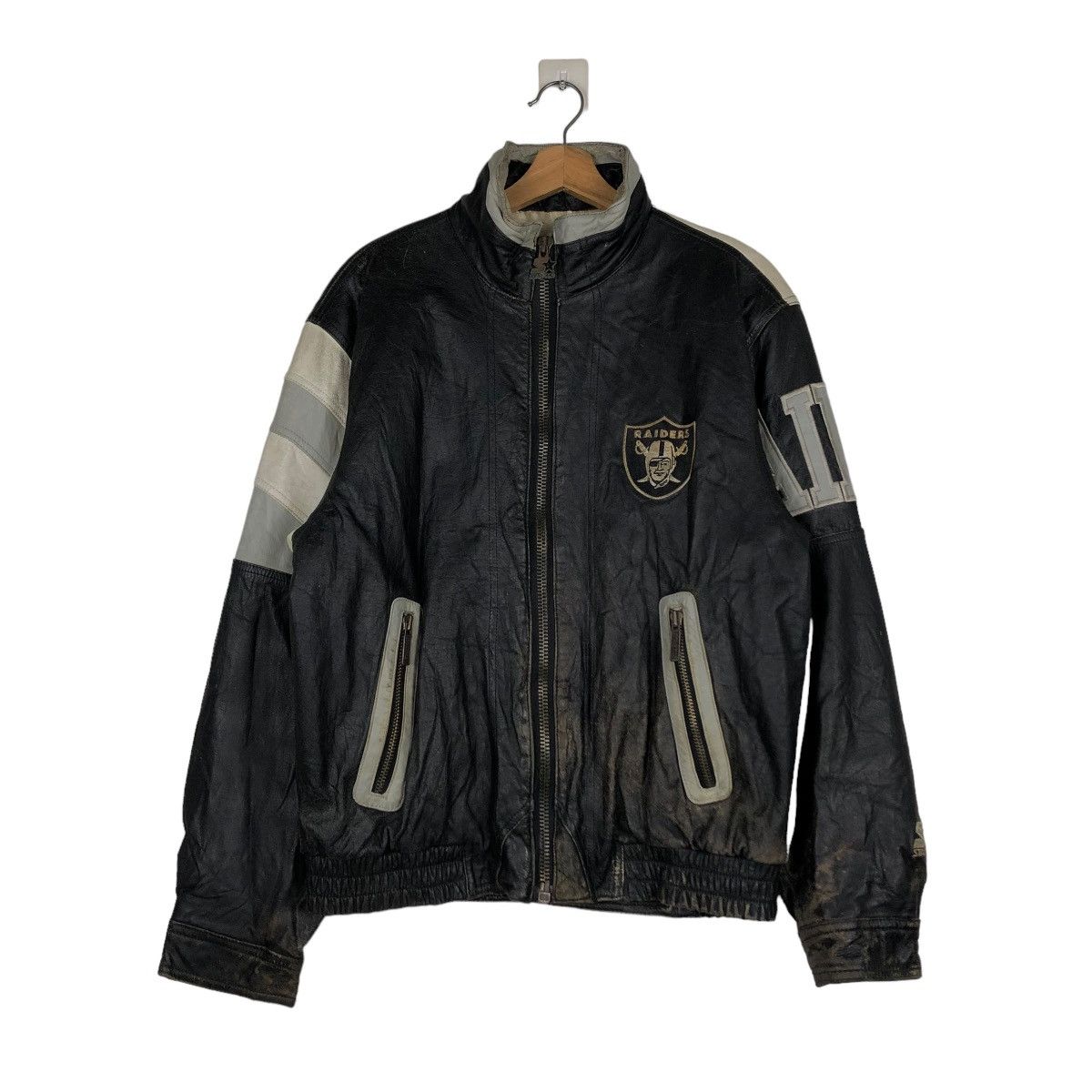 Starter 🔥VINTAGE LEATHER JACKET STARTER RAIDERS NFL BIG LOGO Size US M / EU 48-50 / 2 - 3 Thumbnail