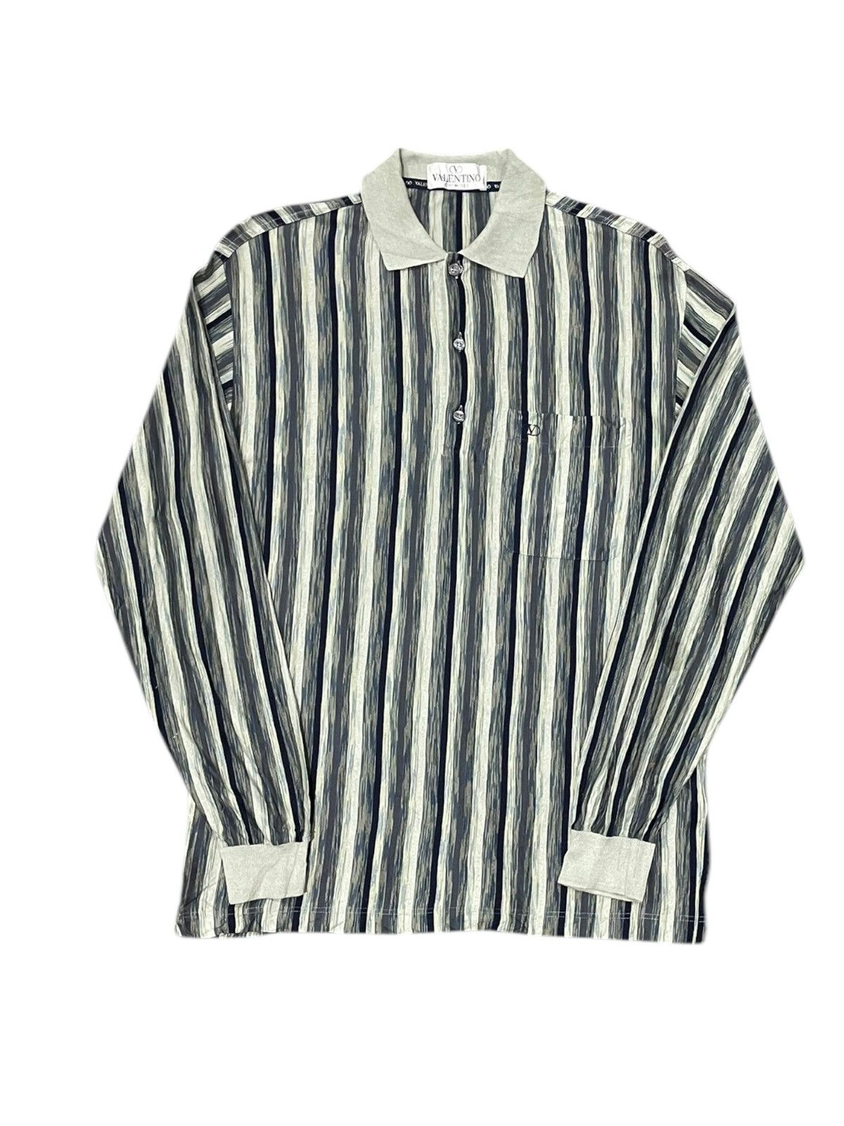 Designer Valentino Stripped Polo Size US M / EU 48-50 / 2 - 1 Thumbnail