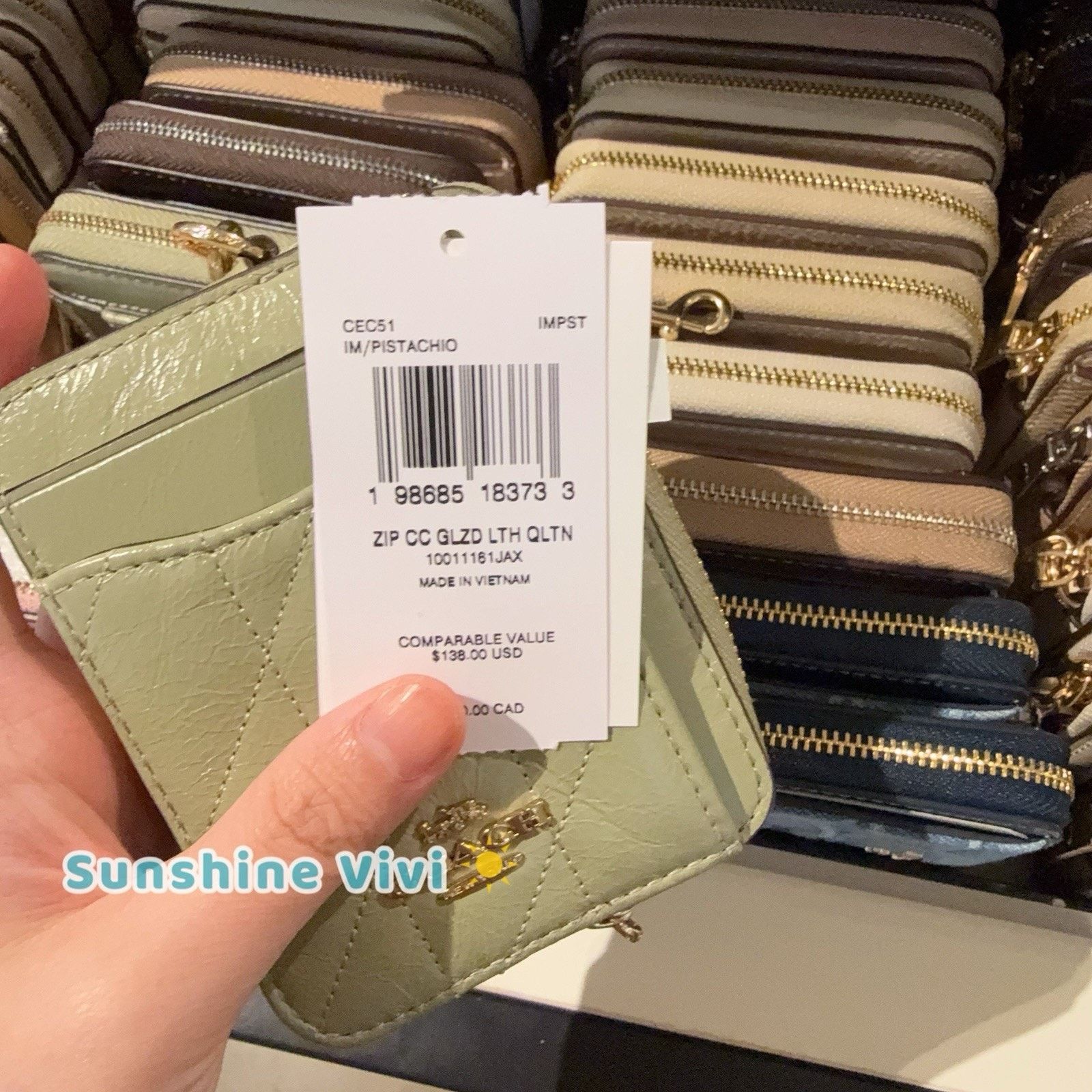 Coach NWT Coach Zip Card Case Quilting CEC51 leather PISTACHIO Size ONE SIZE - 4 Thumbnail