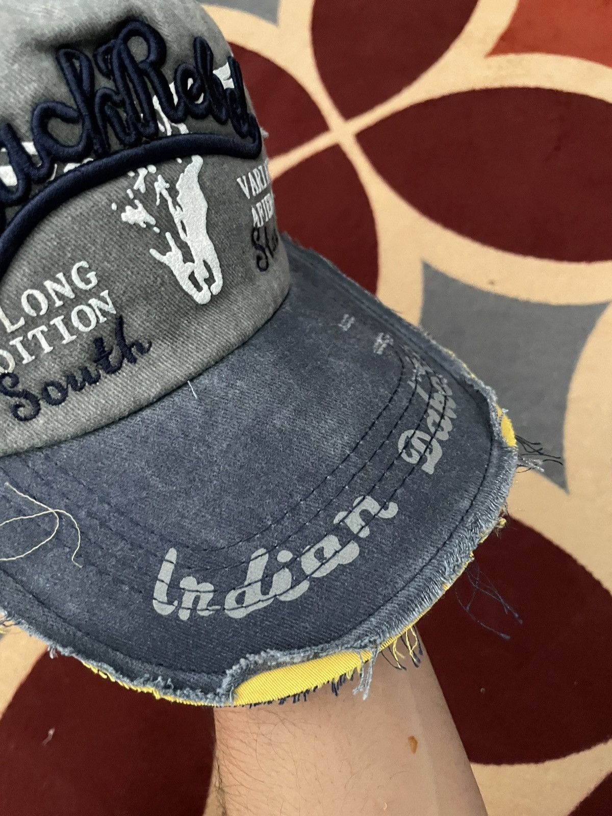 Japanese Brand Vintage Black rebel Distressed style caps faded Size ONE SIZE - 3 Thumbnail