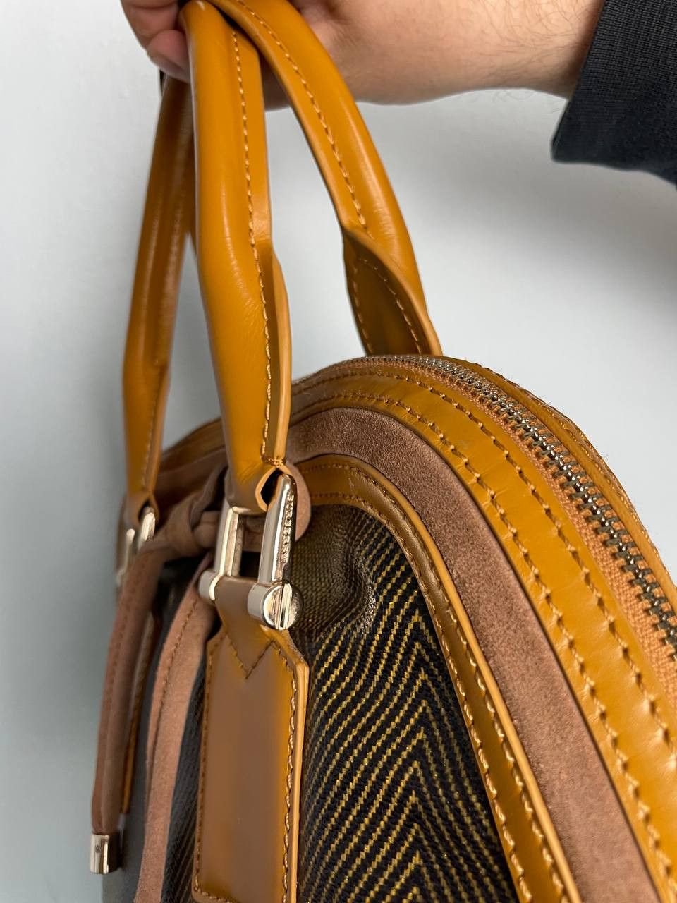 Burberry × Designer Burberry Brown Coated Canvas/Nubuck and Leather Satchel Size ONE SIZE - 3 Thumbnail