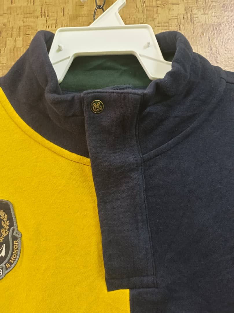 Nautica NAUTICA Navy Yellow 1983 Coastal Horizon Half Zip Sweatshirt Size US XL / EU 56 / 4 - 3 Thumbnail