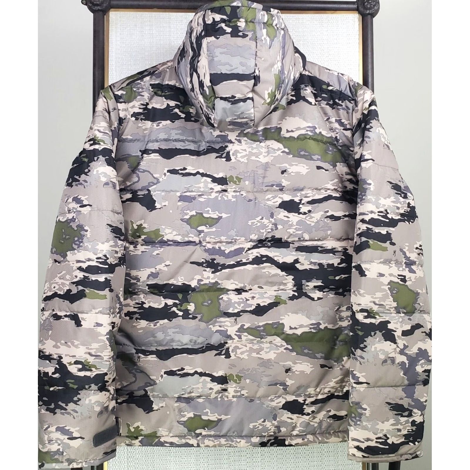 Vintage Browning Mens Full Zip Hooded Ovix Camouflage Primaloft Silver Insulated Jacket Training Weather Wear Jacket Size US L / EU 52-54 / 3 - 6 Thumbnail