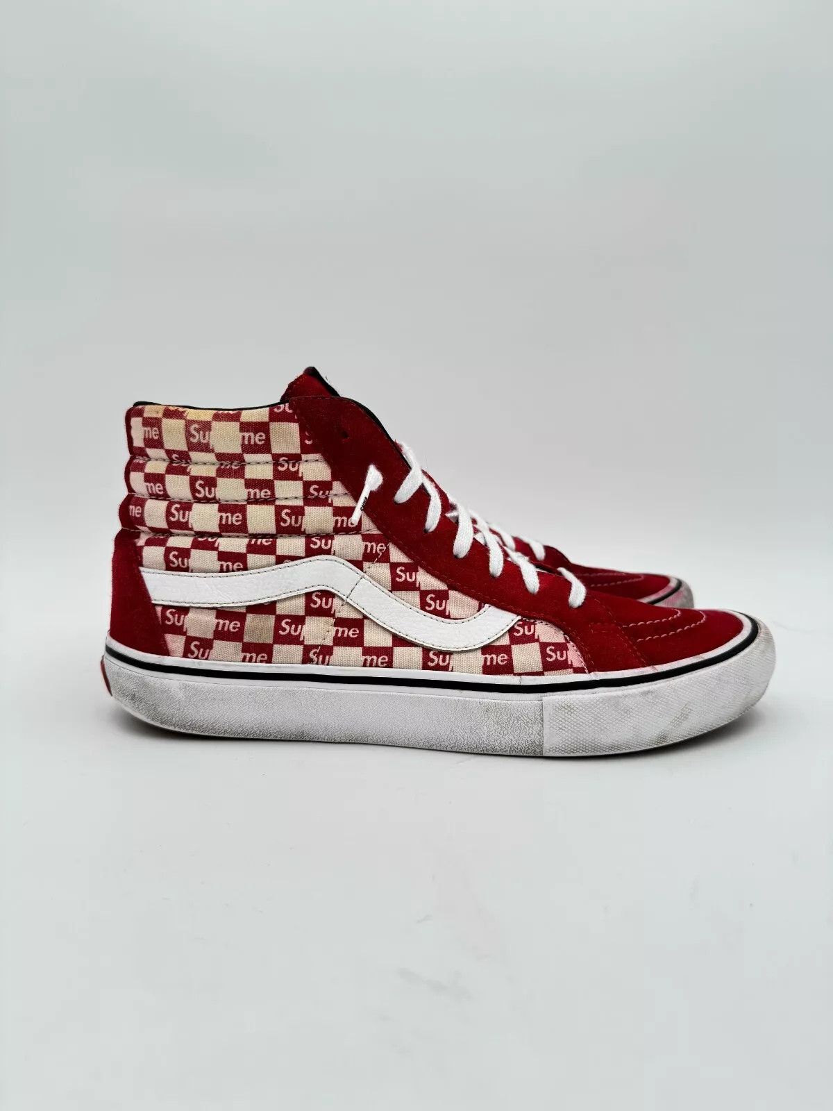 Supreme × Vans Supreme Vans Sk8-Hi Logo Checkerboard Red Size US 10 / EU 43 - 3 Thumbnail