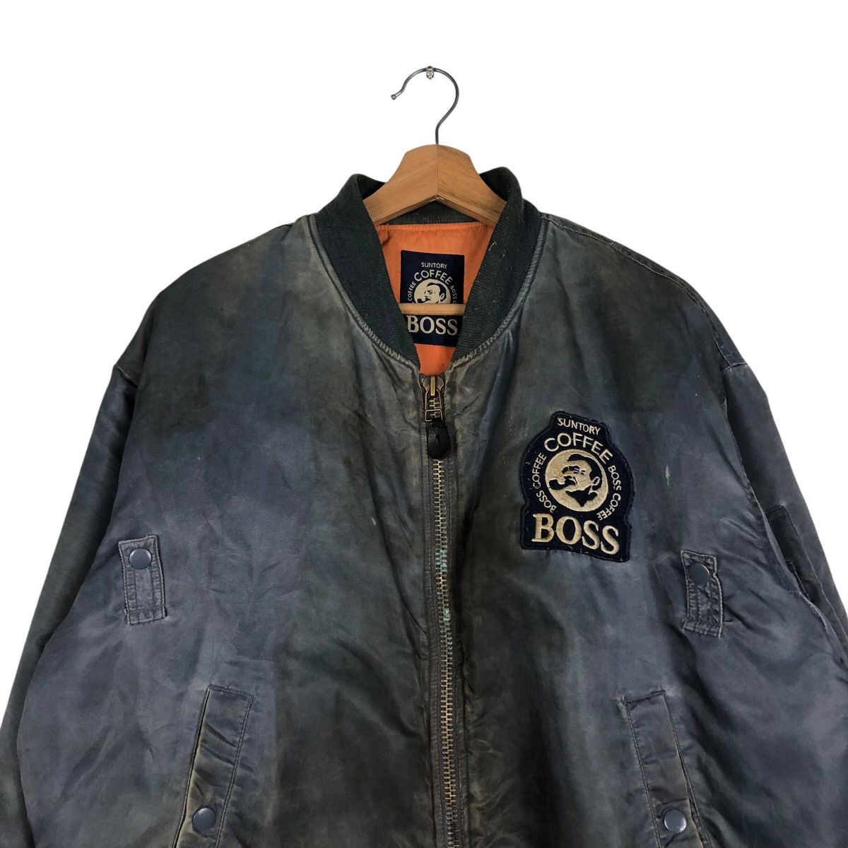 Japanese Brand 📌Vintage Fly Bomber Jacket Suntory Boss Coffee Big Logo Size US M / EU 48-50 / 2 - 4 Thumbnail