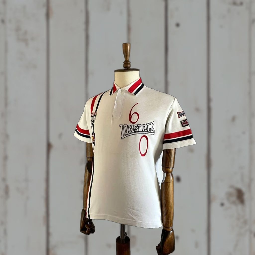 Lonsdale Lonsdale Polo Shirt M White Logo Short Sleeve Shirt Mens Regular Cotton Polo Size US M / EU 48-50 / 2 - 1 Thumbnail
