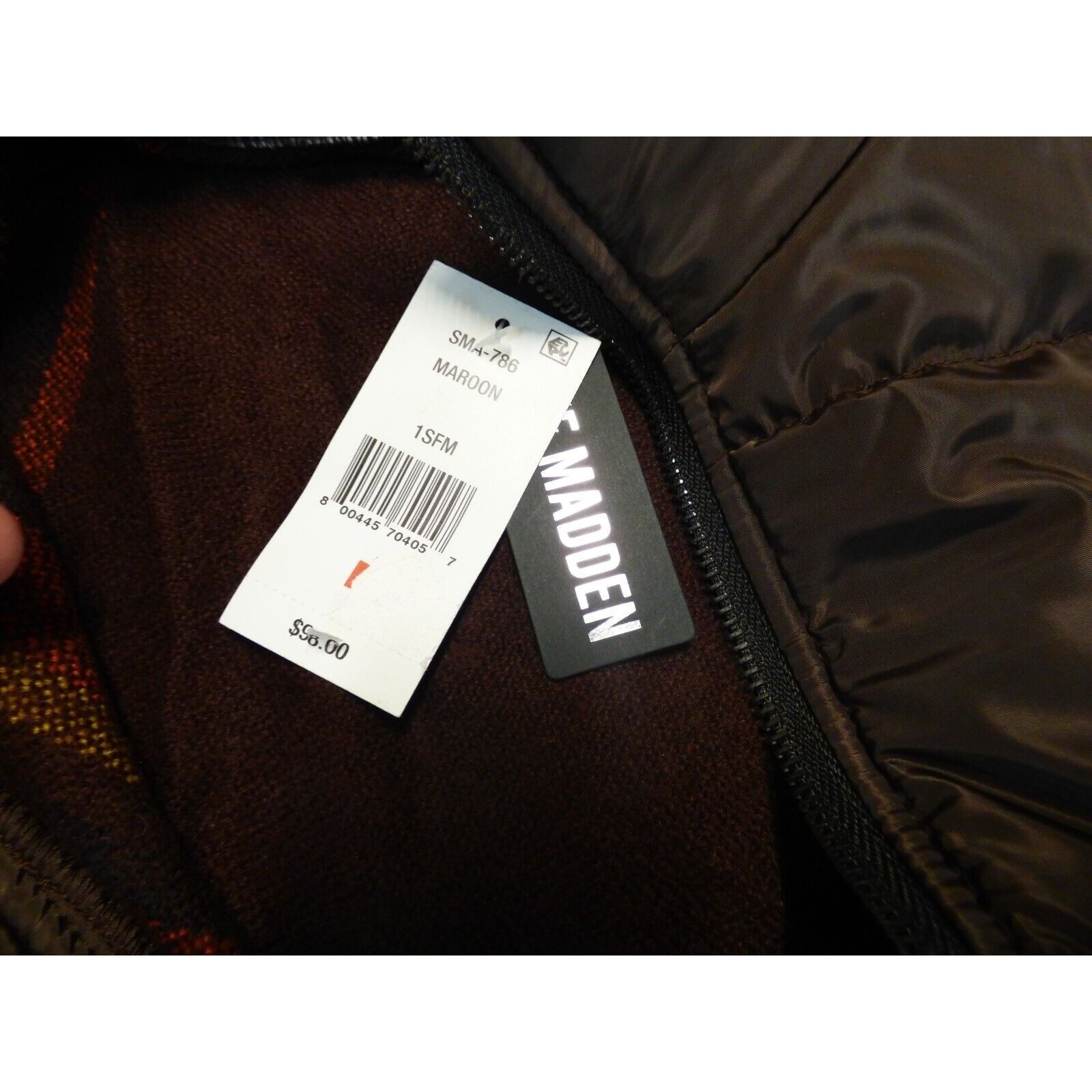 Steve Madden Steve Madden Striped Puff-neck, Poncho (Puffcho), Maroon Size ONE SIZE - 7 Thumbnail