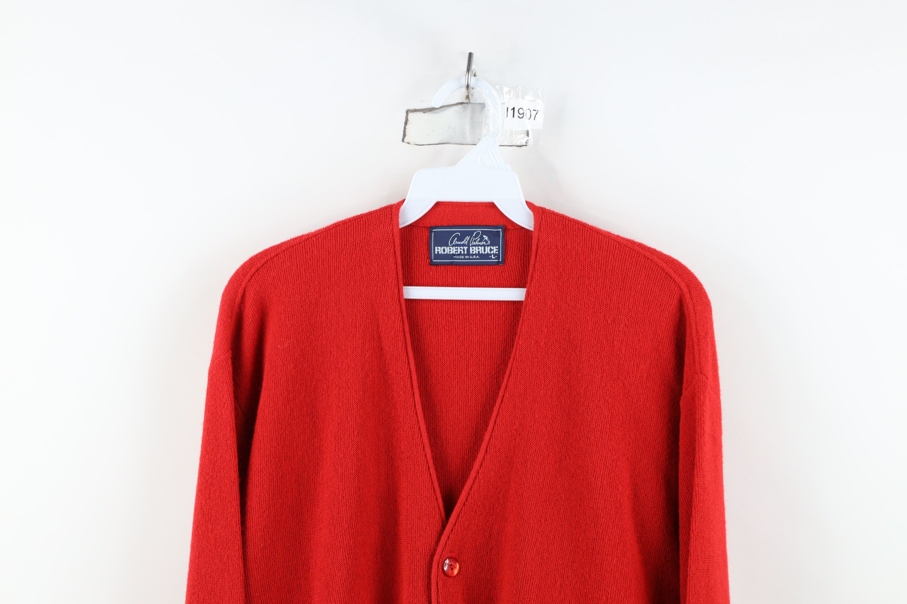 Vintage Vintage 70s Streetwear Cobain Knit Cardigan Sweater Red USA Size US L / EU 52-54 / 3 - 2 Thumbnail