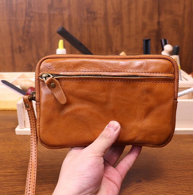 Japanese Brand × Leather × Vintage Vegetable Tanned Zipper Clutch Wallet Size ONE SIZE - 2 Thumbnail