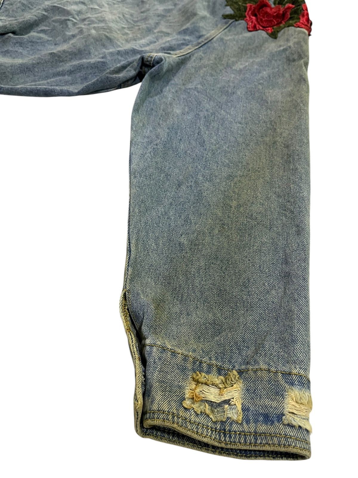 If Six Was Nine × Japanese Brand × Le Grande Bleu (L.G.B.) ROSE DISTRESSED BAGGY DENIM JACKET Size XL / US 12-14 / IT 48-50 - 9 Thumbnail