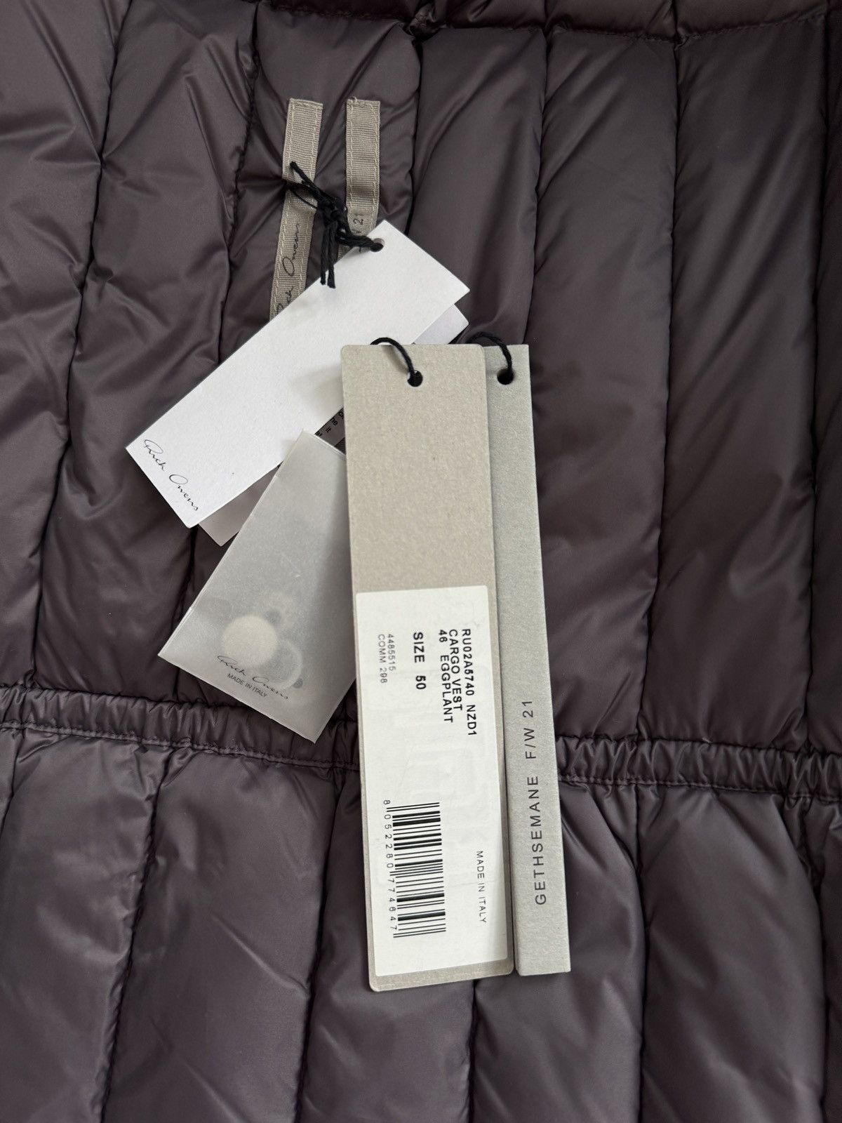Rick Owens RICK OWENS PADDED CARGO EGGPLANT VEST SIZE: 50/L Size US L / EU 52-54 / 3 - 5 Thumbnail