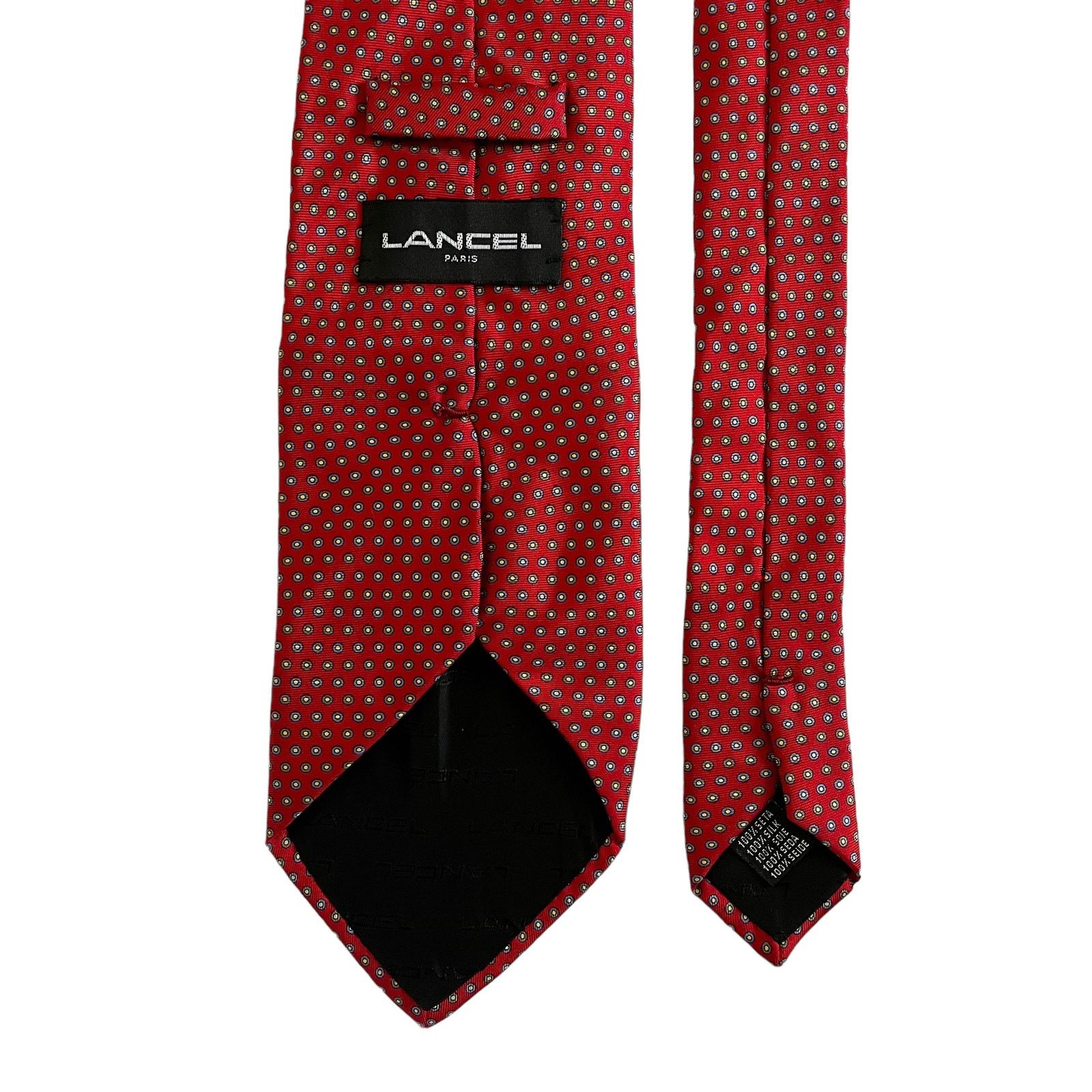 Lancel Lancel Red Geometric Print Foulard Silk Tie Size ONE SIZE - 4 Thumbnail