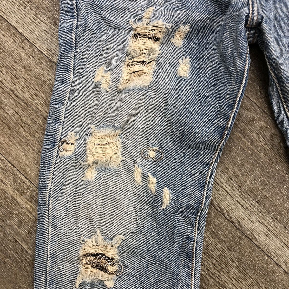 If Six Was Nine 2000s Ingni Distressed Studded Lgb Bootcut Flared Jeans Y2K Size US 28 / EU 44 - 6 Thumbnail