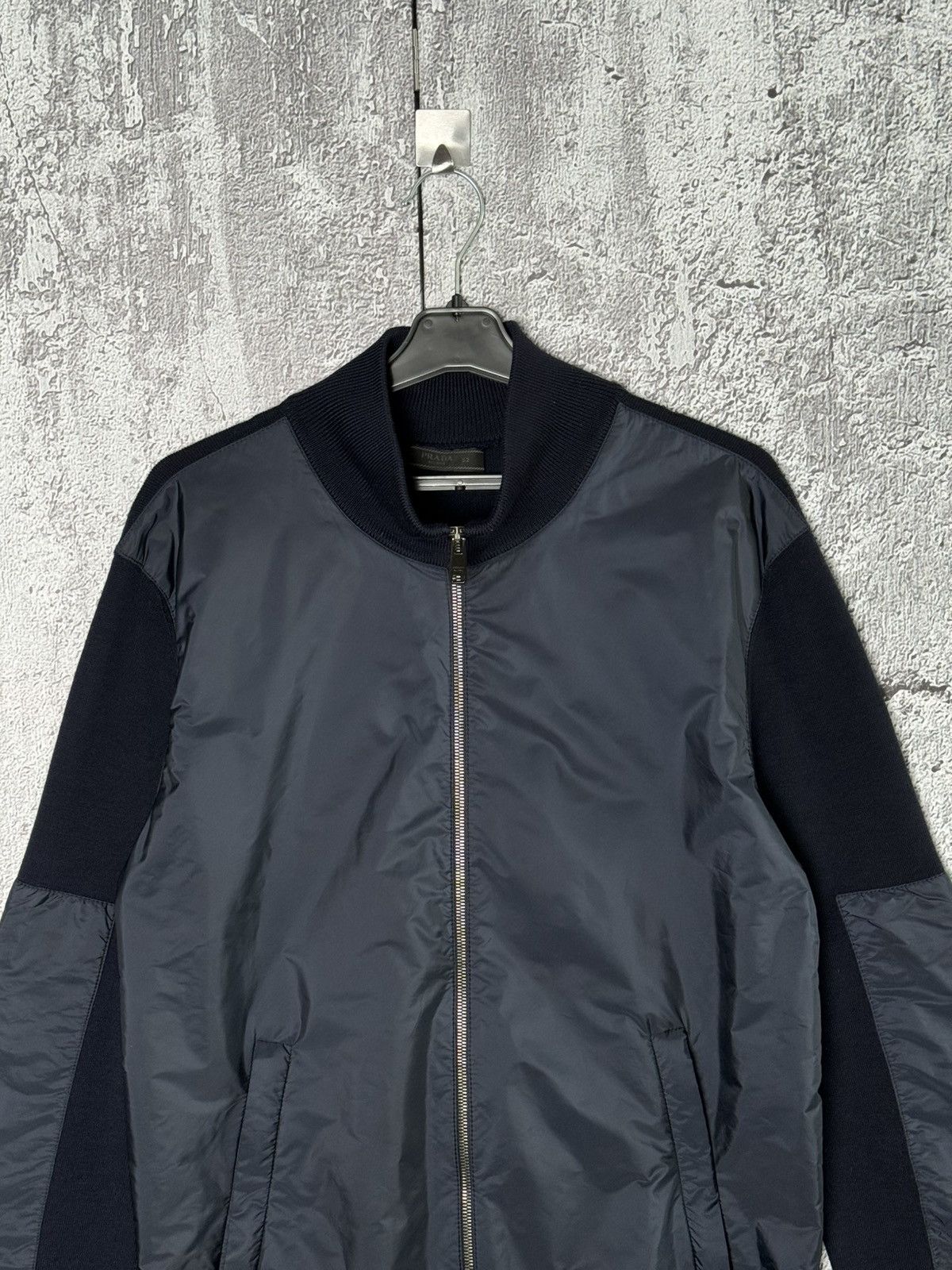 Prada Prada Navy Wool & Nylon Bomber Jacket Knitted Zip Sweater Size US L / EU 52-54 / 3 - 2 Thumbnail