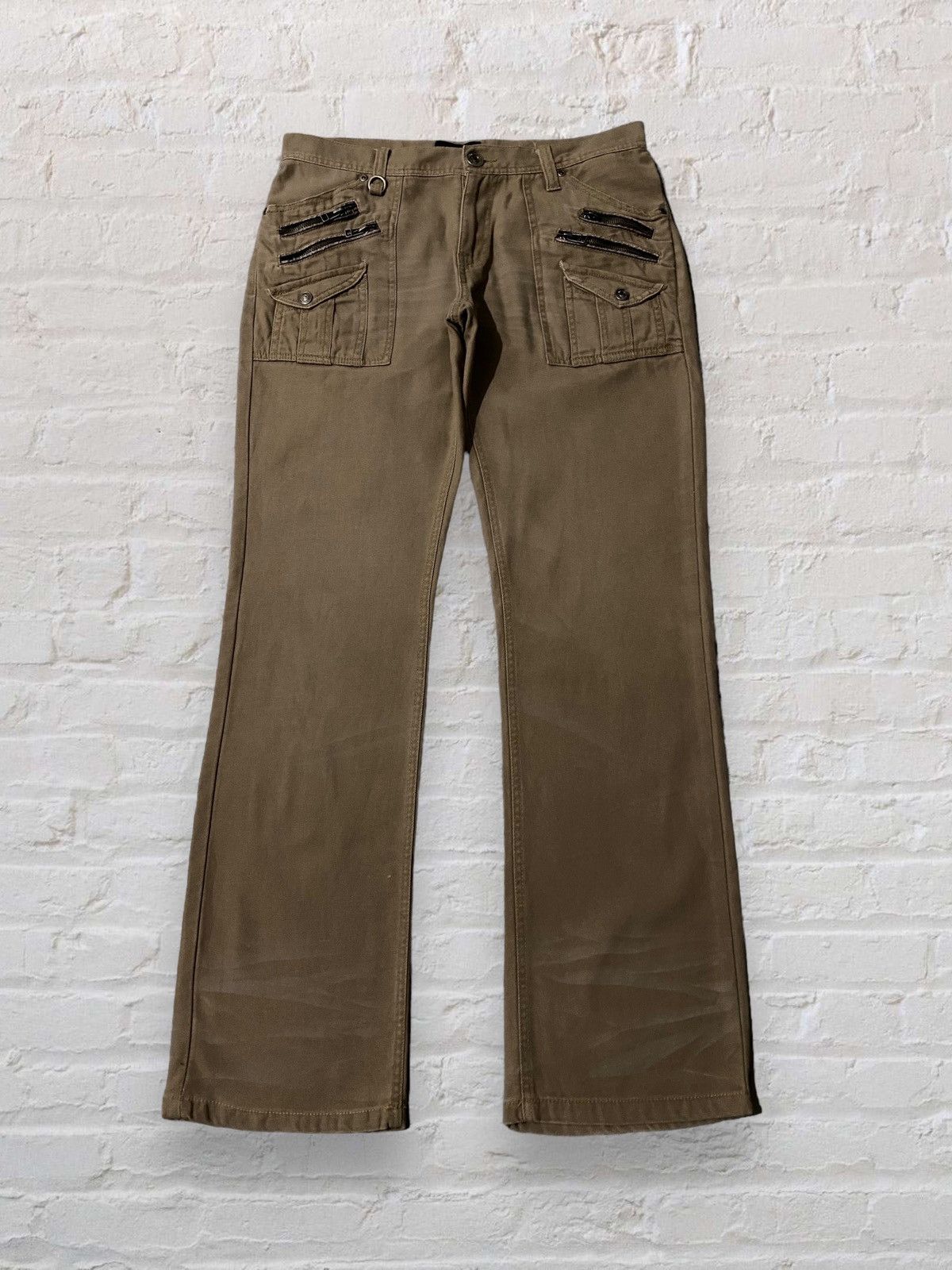 image of 20471120 x In The Attic Japan In The Attic Patch Multi Pocket Buckle Back Pants in Beige (Size 34)
