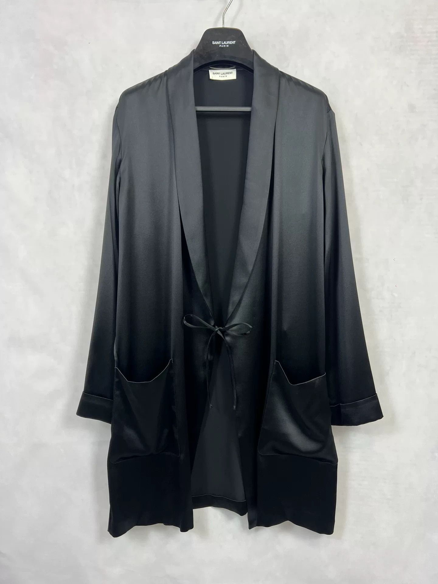 Saint Laurent Paris Saint Laurent Silk Black Drape Cardigan Size L / US 10 / IT 46 - 1 Thumbnail