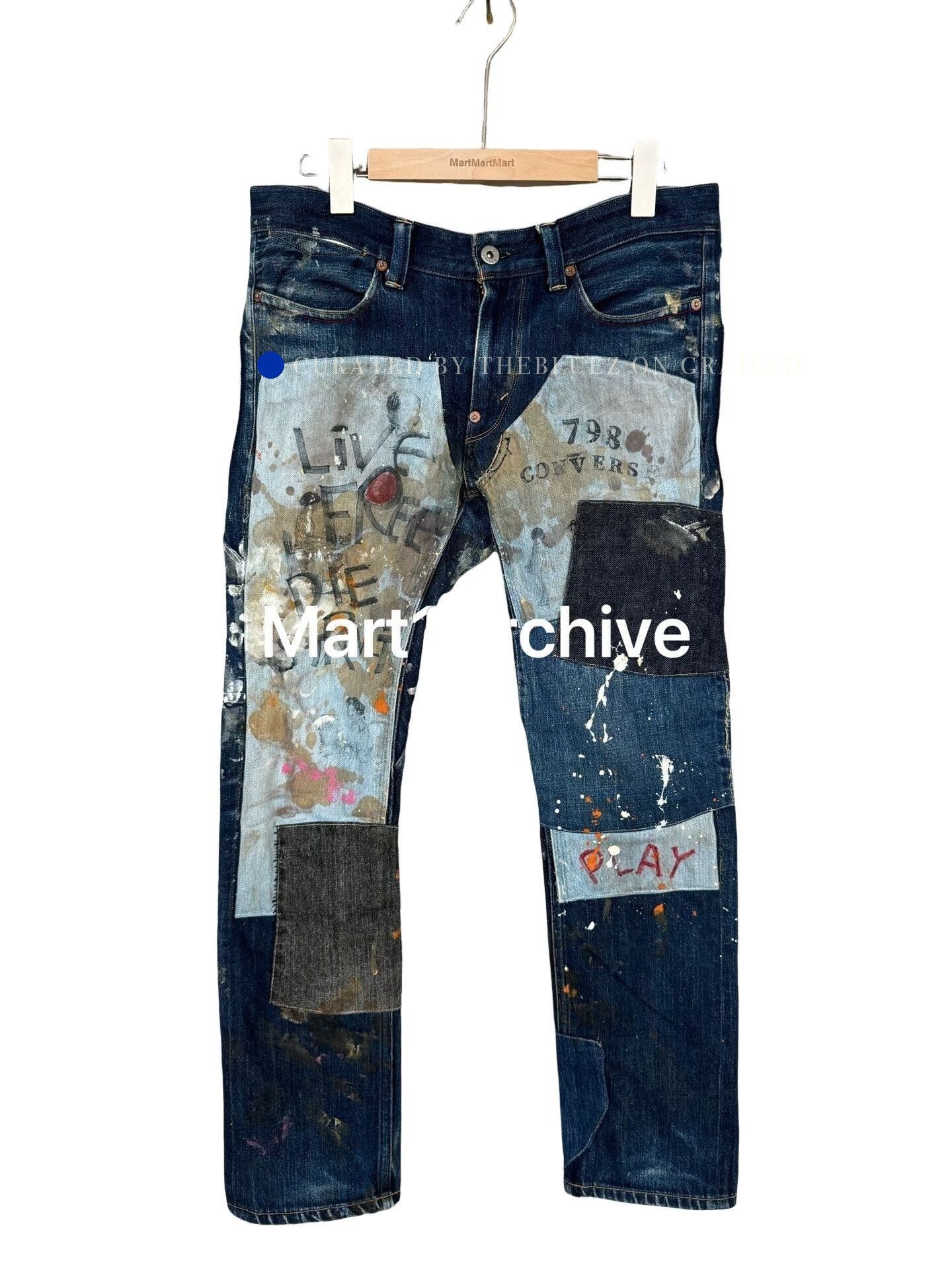 Junya Watanabe Blue Denim Jeans with Paint Splatter and Patches Size US 32 / EU 48 - 1 Thumbnail