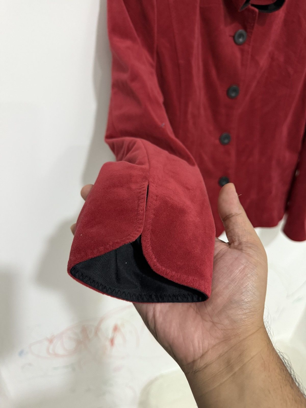 Longchamp Vintage Longchamp Red Velvet Blazer Jacket Size S / US 4 / IT 40 - 4 Thumbnail