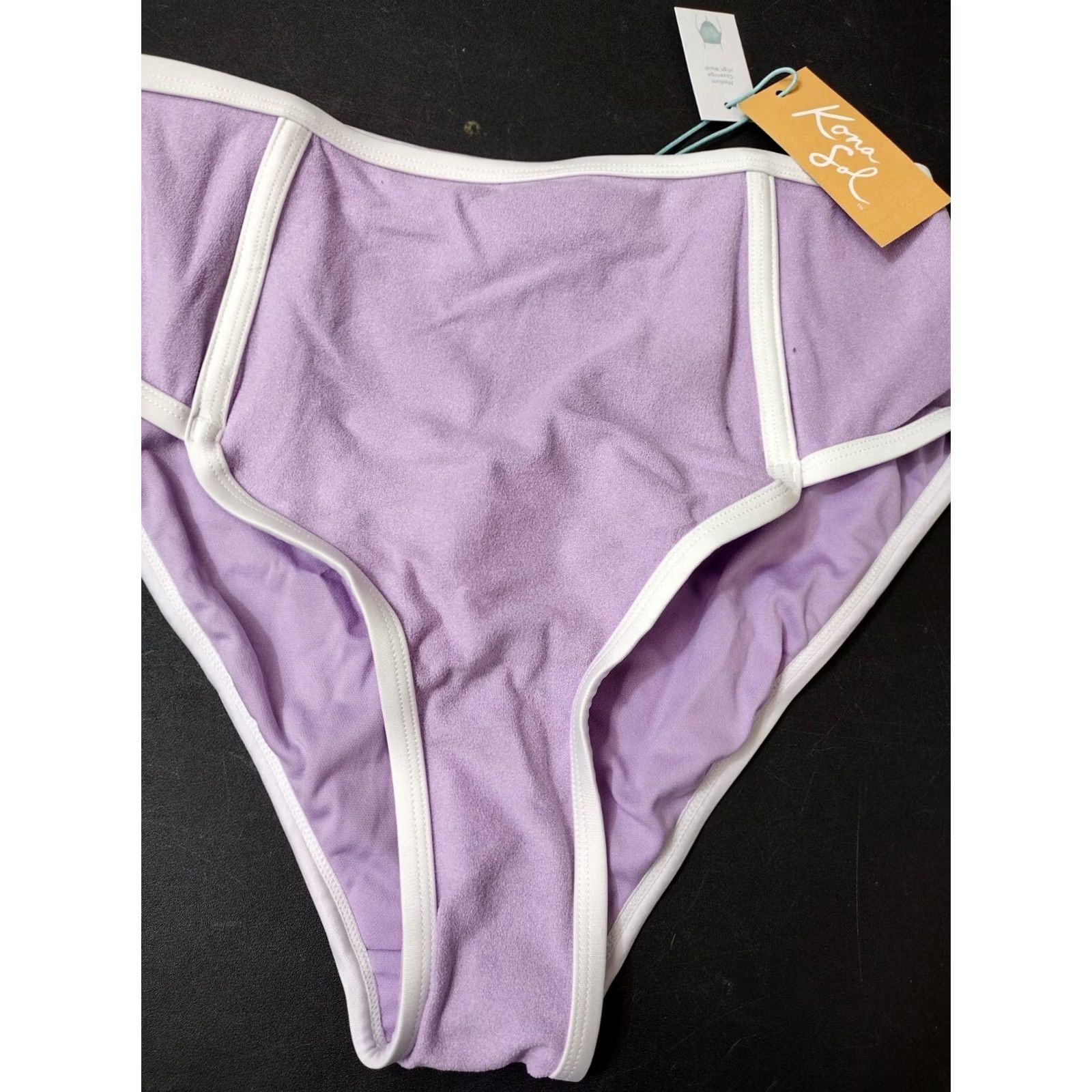 Vintage Kona Sol Bikini Bottom Women Size M Terry Cloth Bandeau Light purple Bathing Suit Bottom Purple Solid Beach 90s Size 32" / US 10 / IT 46 - 3 Thumbnail