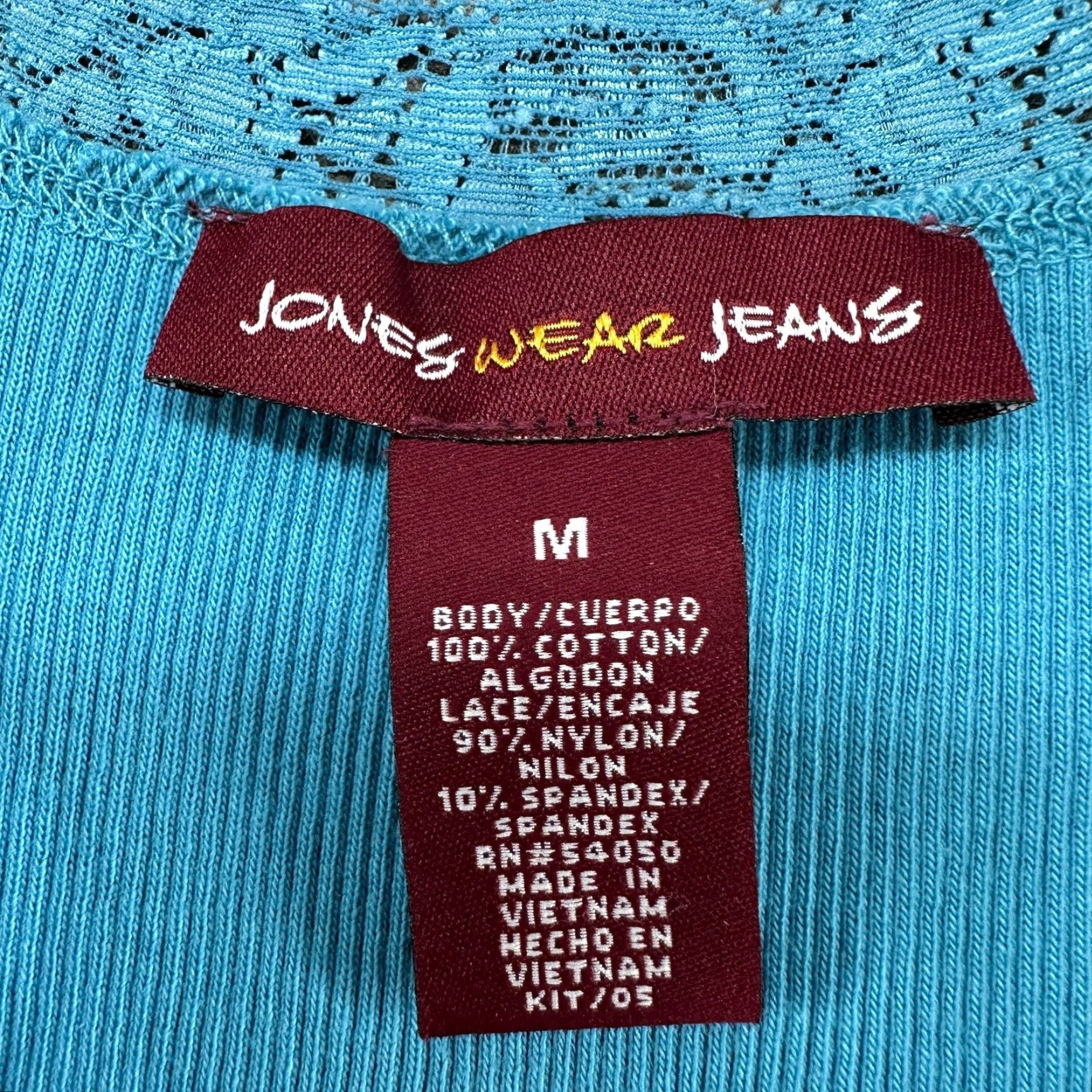 Jones New York VINTAGE Jones Wear Top Womens M Blue Knit Cotton Sleeveless Cami Tank Ribbed Lace Shirt Camisole 90s Dog Funny Size M / US 6-8 / IT 42-44 - 2 Thumbnail
