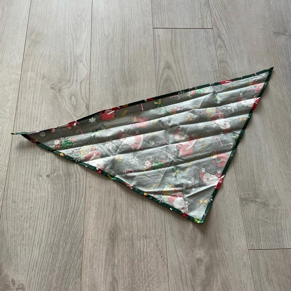 Designer Green Christmas Santa Dog Bandana Size ONE SIZE - 2 Thumbnail