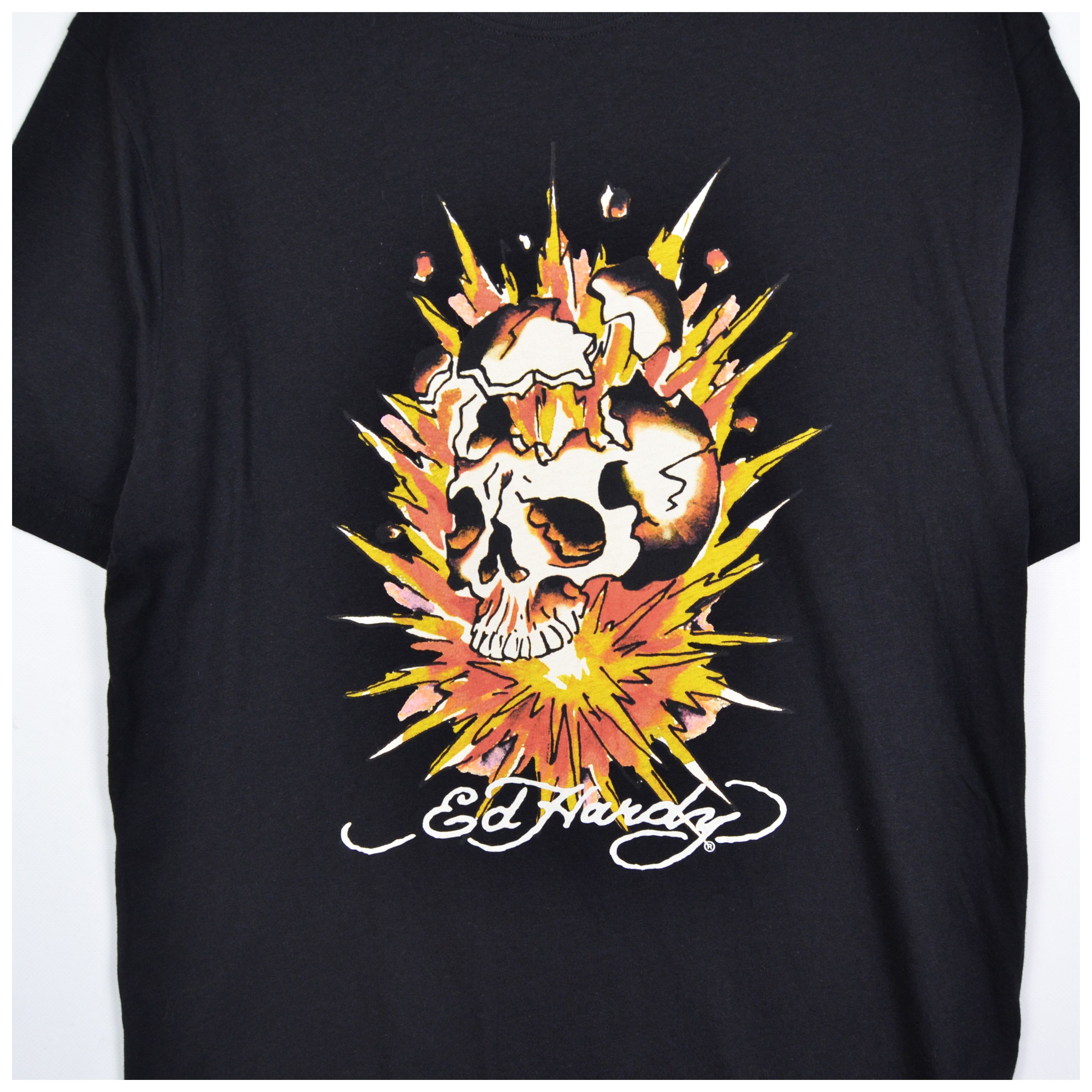 Christian Audigier × Ed Hardy Ed Hardy Exploding Skull T Shirt Black Size L 'Sleepwear' Size US L / EU 52-54 / 3 - 2 Thumbnail