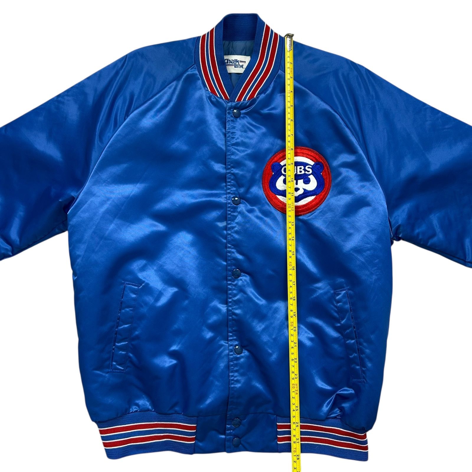 MLB VTG 90s CHICAGO CUBS CHALK LINE SATIN JACKET SPELL OUT L Size US L / EU 52-54 / 3 - 7 Thumbnail