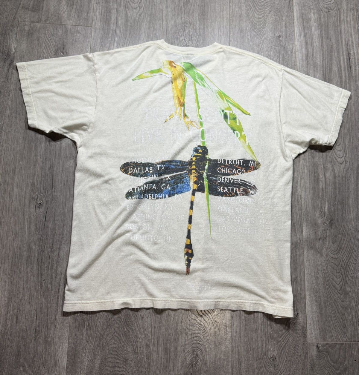 Travis Scott Travis Scott Seeing Is Believing Tour Dragonfly Cream Tee Size US XL / EU 56 / 4 - 1 Thumbnail