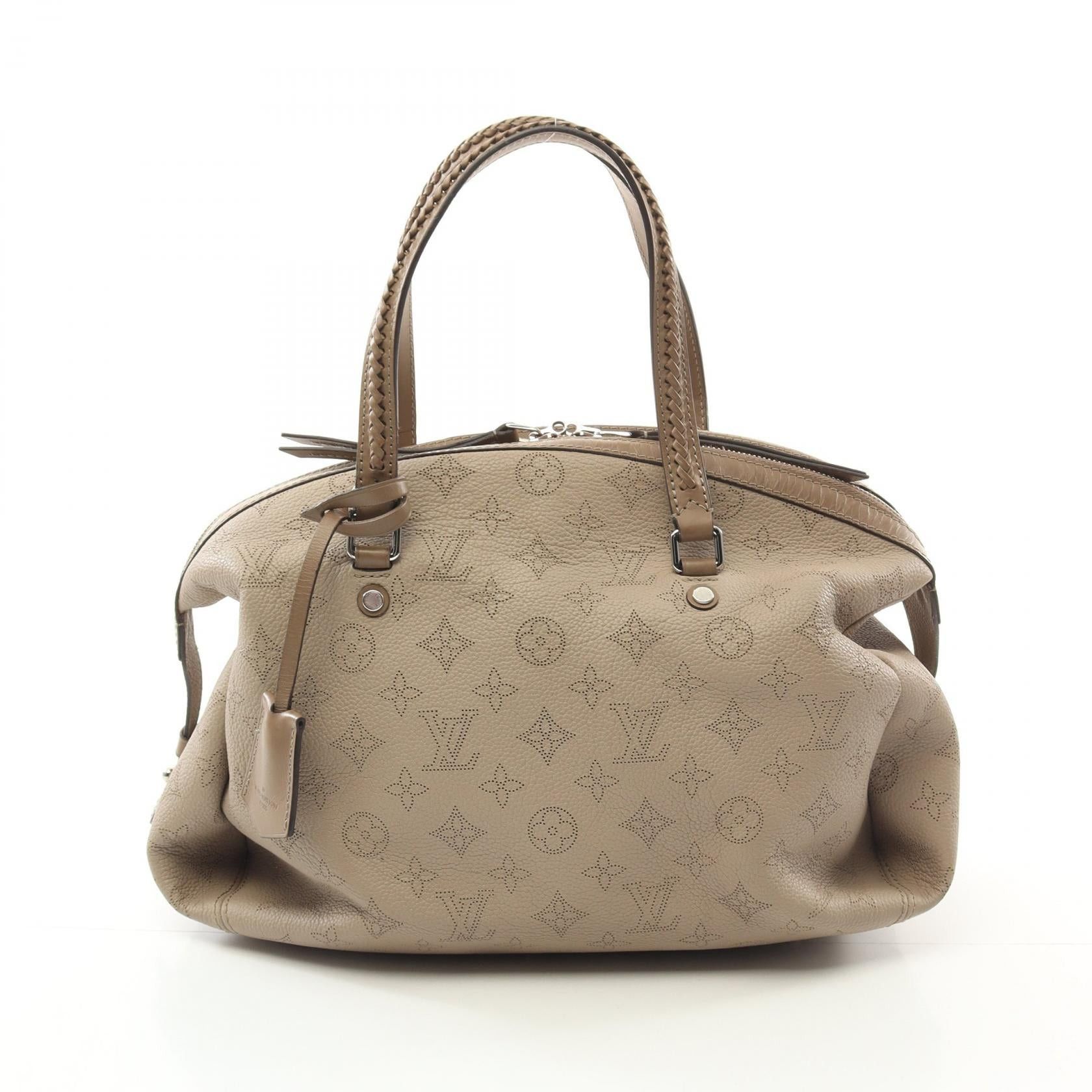 Louis Vuitton Asteria Mahina Carré Handbag Leather Gray Beige