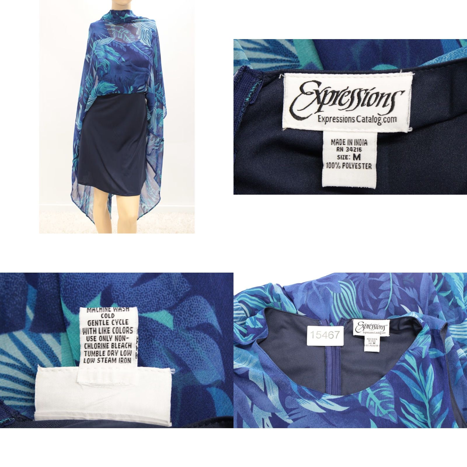 Vintage Expressions Dress Women's Medium Blue Floral Fairycore Maxi Lined Whimsical Size M / US 6-8 / IT 42-44 - 8 Thumbnail