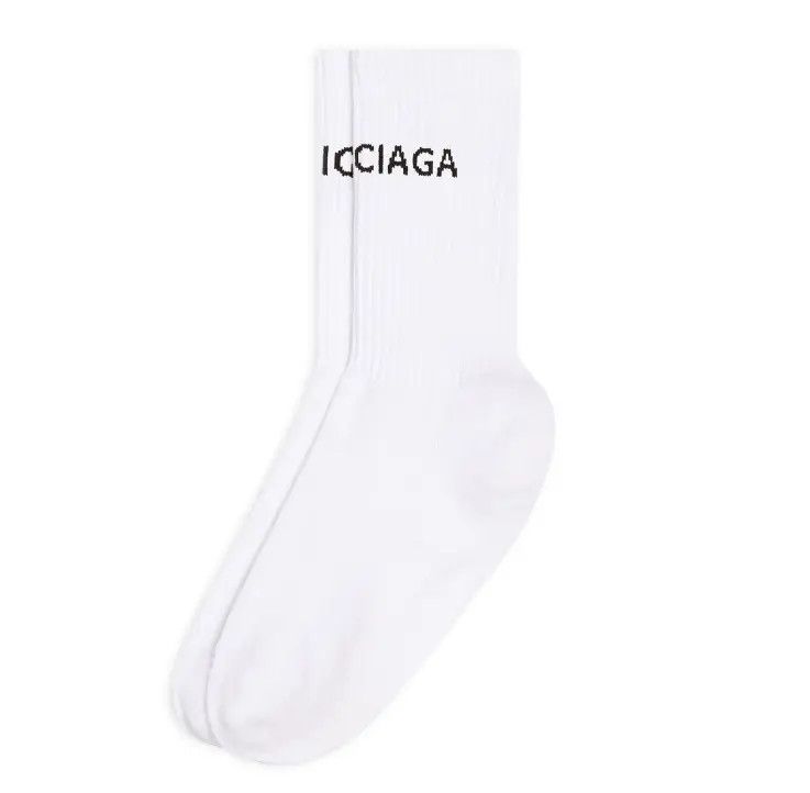 Balenciaga Logo Socks Ribbed cotton blend mid calf Size Large Sports Size ONE SIZE - 2 Thumbnail