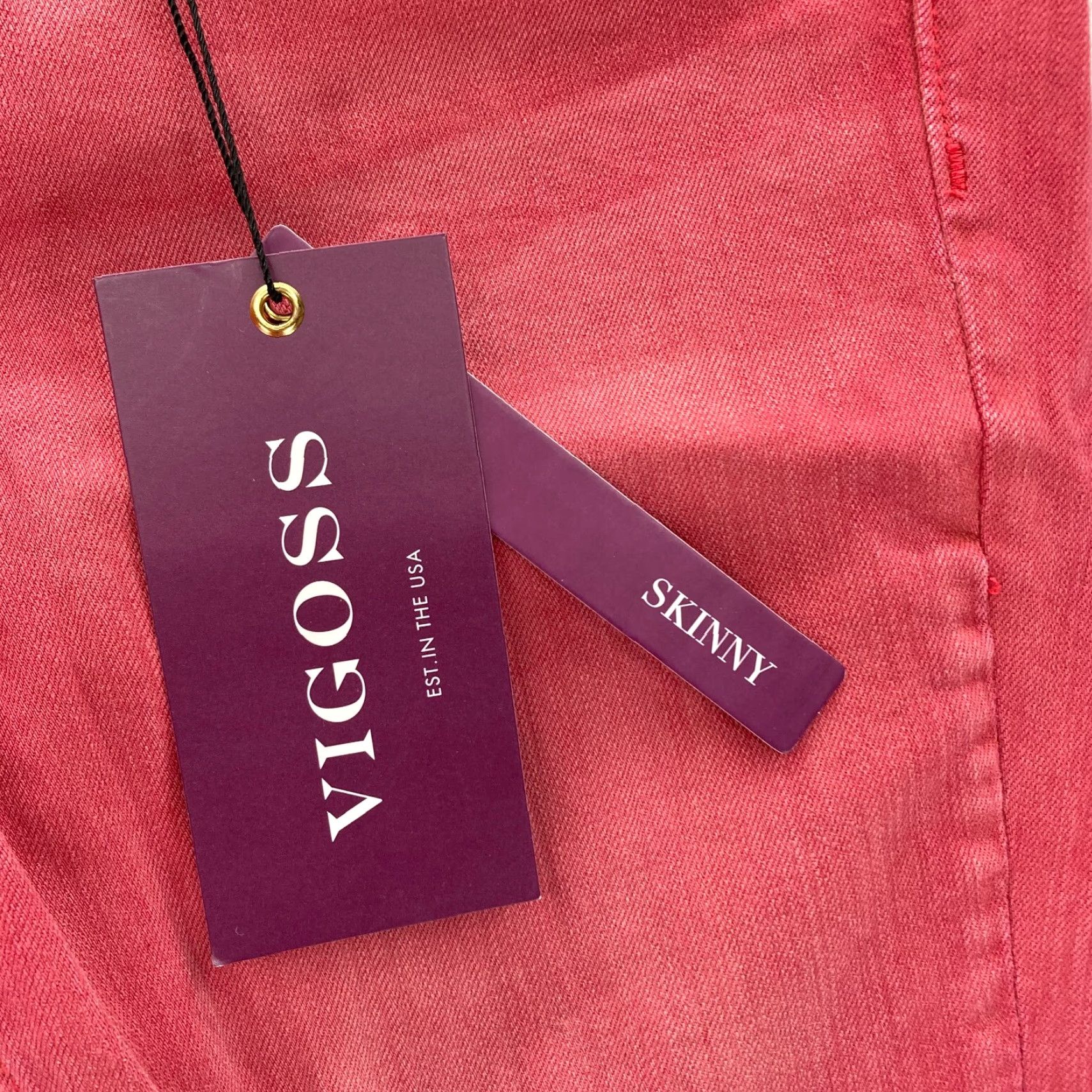 Vintage VIGOSS Chelsea Skinny Jeans Women's 27 Pink Denim Distressed Grunge Stretch 5-Pocket Inseam 28 Dark Pink Size 27" / US 4 / IT 40 - 4 Thumbnail
