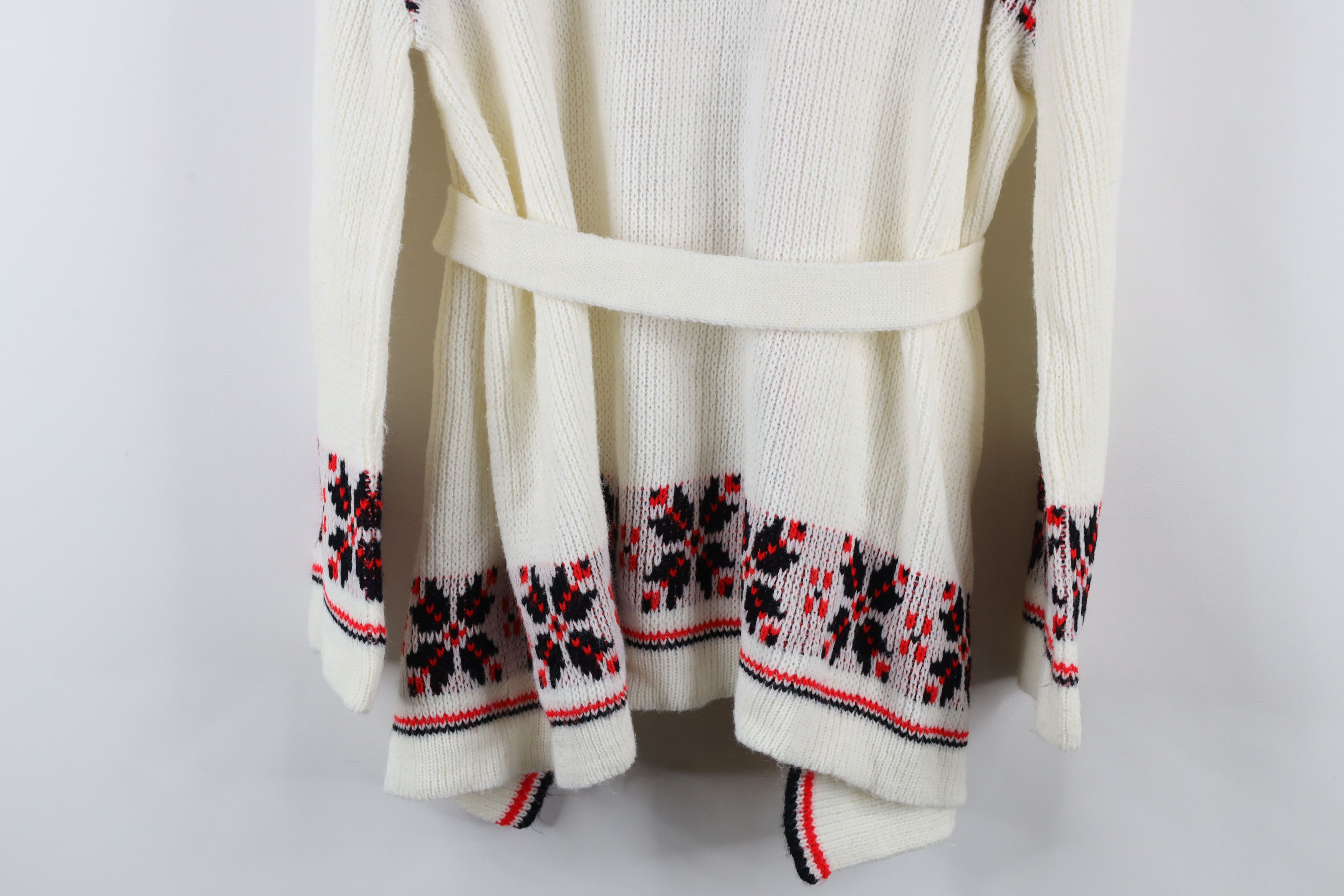 Vintage Vintage 60s 70s Knit Belted Shawl Cardigan Sweater USA Size L / US 10 / IT 46 - 12 Thumbnail