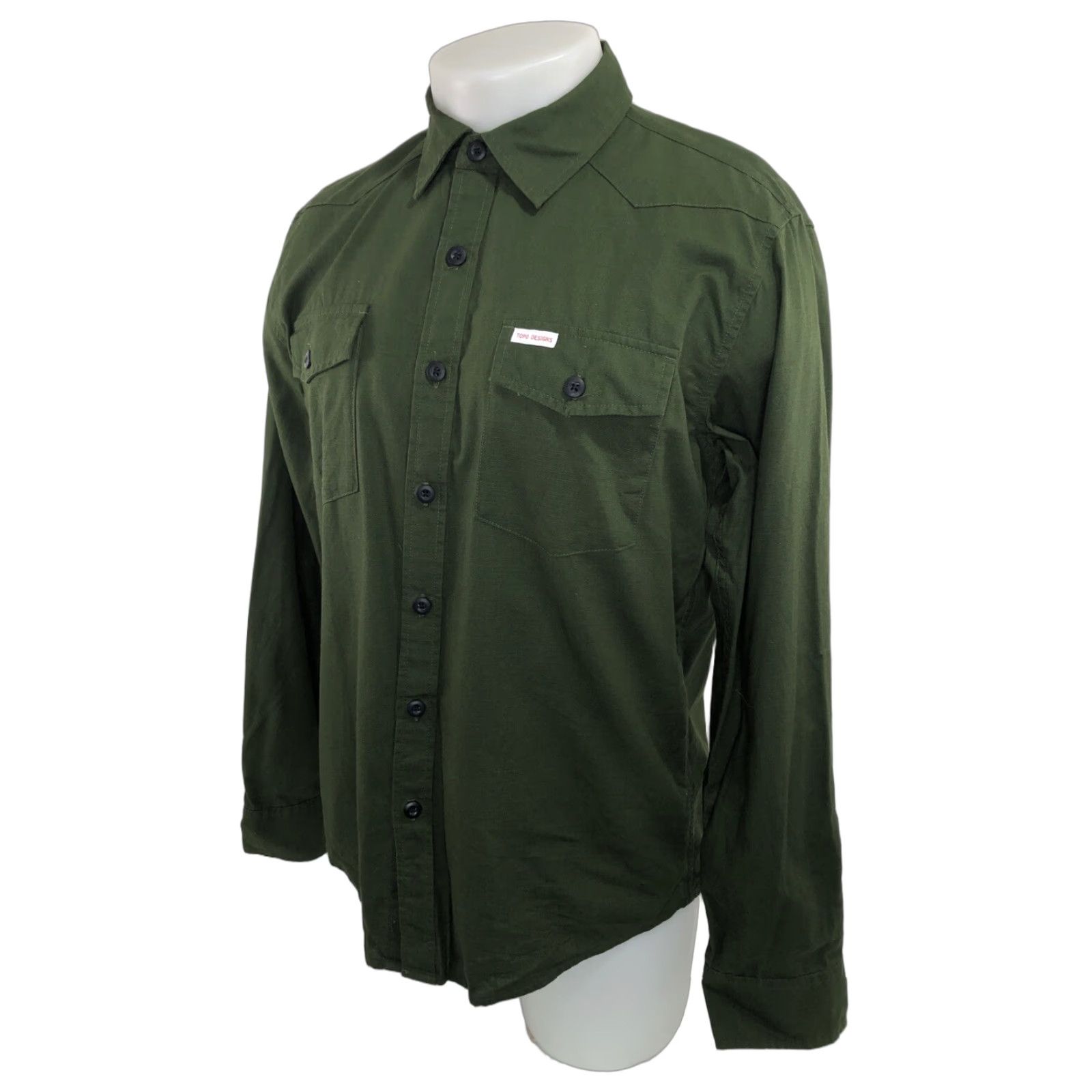 Topo Designs Topo Designs Mens Md. Lightweight Shirt Mens M Button-Up Long Sleeve Green - 90s/Designer? Size US M / EU 48-50 / 2 - 1 Thumbnail