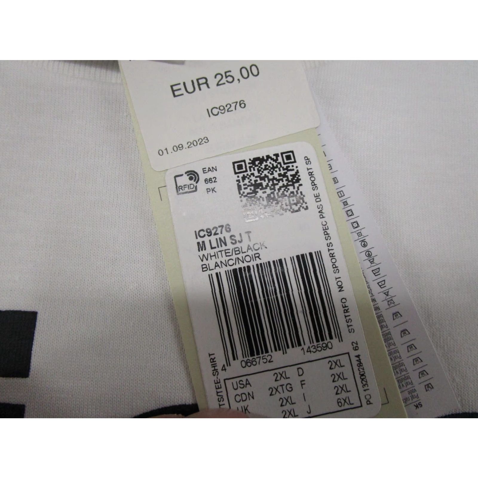 Adidas adidas Linear Logo Mens T Shirt Cotton Short Sleeve Size 2XL White Black Logo Sports Size US XXL / EU 58 / 5 - 5 Thumbnail