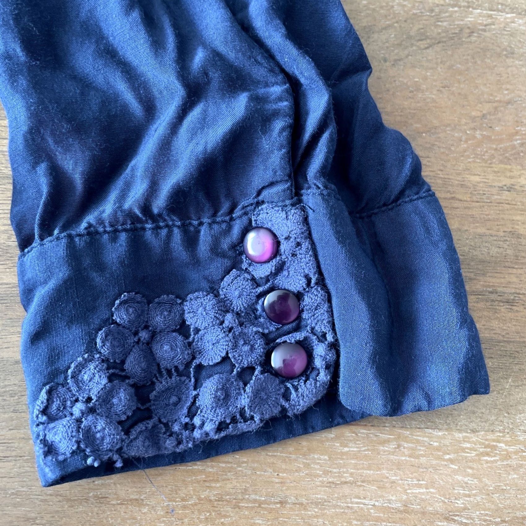 Free People Free People Blouse Shirt Women M Blue Embroidered Bohemian Tunic Long Sleeve Button Open Back Strait Casual Party/Cocktail Travel Size M / US 6-8 / IT 42-44 - 6 Thumbnail