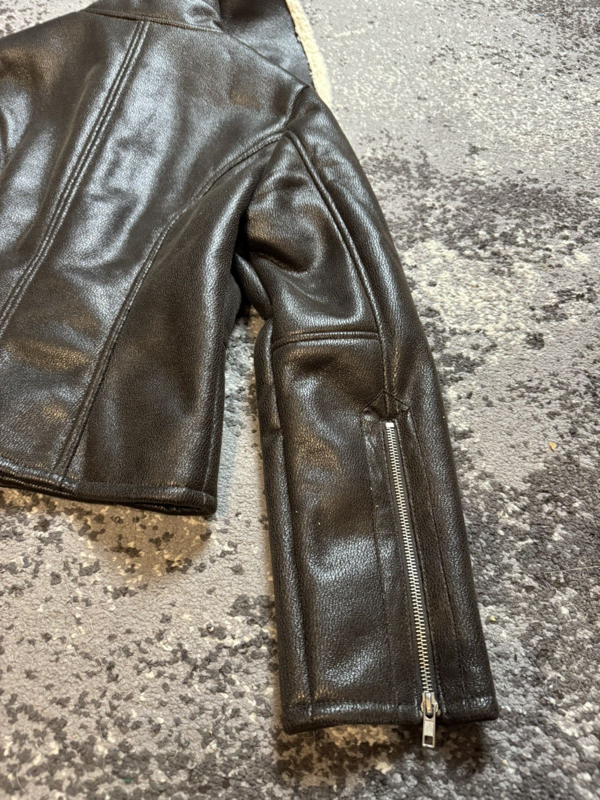 Designer × Japanese Brand Y2K Leather LGB Style Fuzzy Long Collar Biker Bomber Jacket Size US S / EU 44-46 / 1 - 9 Thumbnail