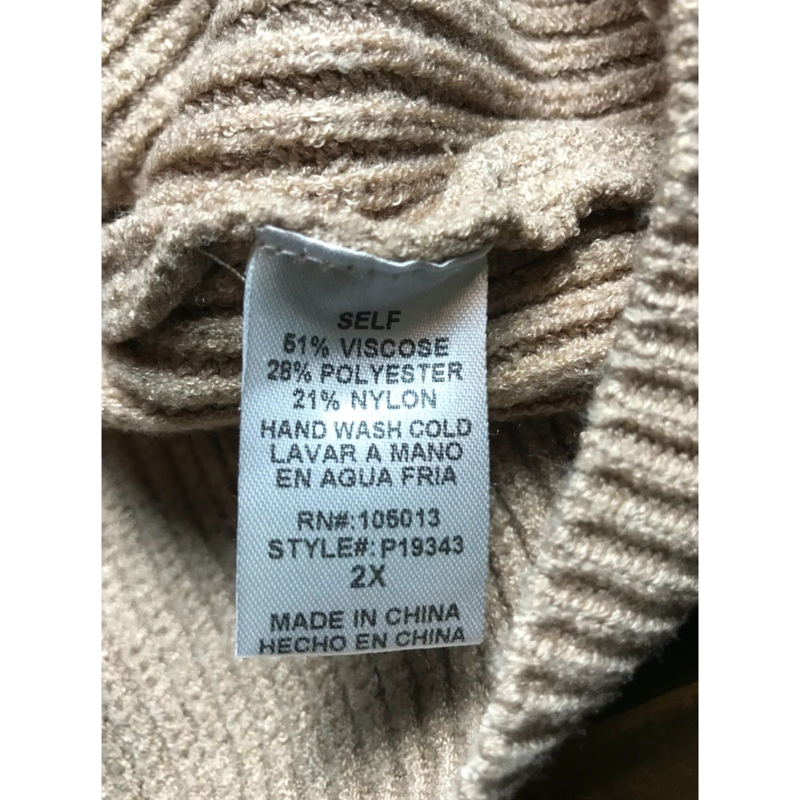 Vintage Andree By Unit Sweater Women's 2X Tan Ribbed Pullover Crew Neck Long Sleeve Vintage? No. Regular Fit Casual Fall Spring Summer Size XXL / US 16-18 / IT 52-54 - 6 Thumbnail