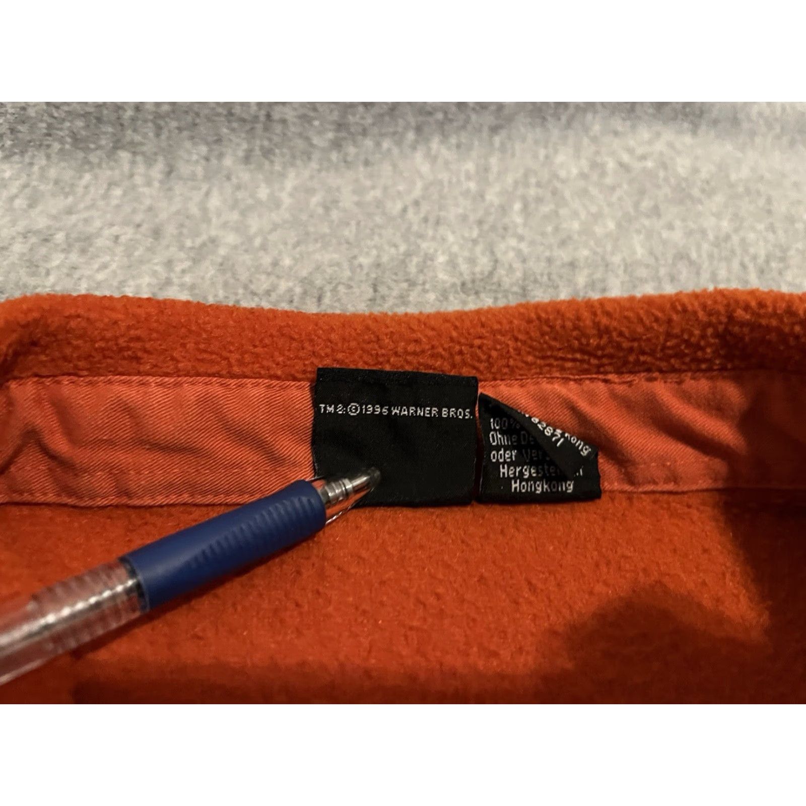 Vintage VINTAGE Warner Bros. Looney Tunes Acme Industry Fleece Jacket Shirt Large Jacket Mens Orange 1996 Size US L / EU 52-54 / 3 - 5 Thumbnail