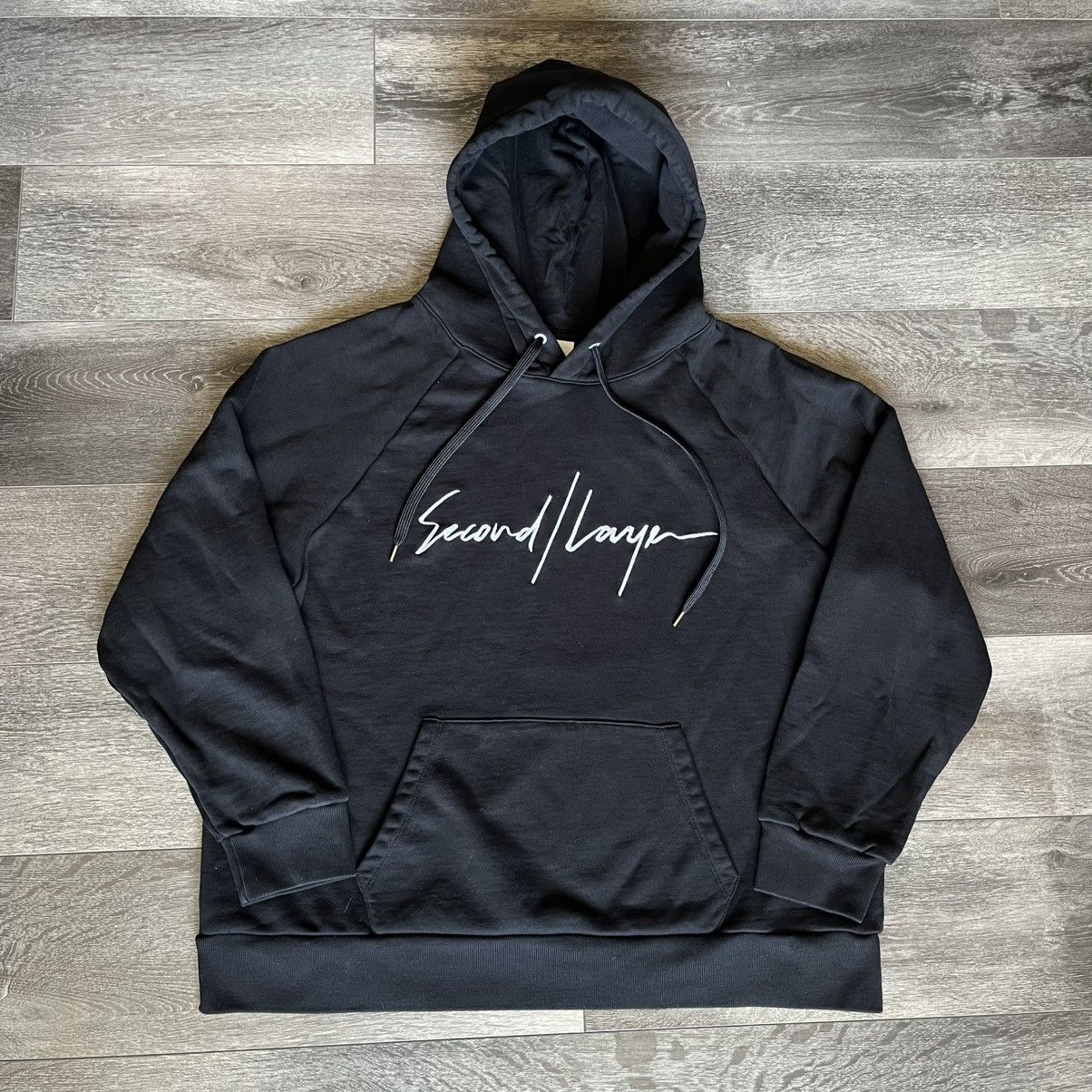 Designer × Second/Layer Second / Layer Script Embroidered Logo Pullover Hoodie Black Size US M / EU 48-50 / 2 - 1 Thumbnail