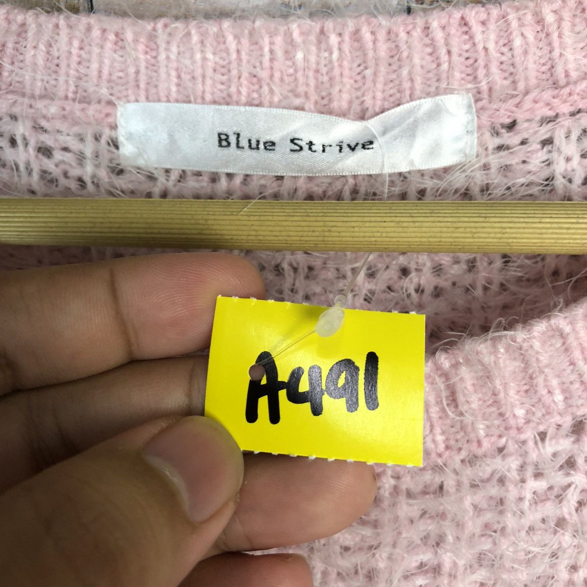 Japanese Brand Blue Stripe Pink Shag Shaggy Fur Mohair Knitwear #A491 Size L / US 10 / IT 46 - 13 Thumbnail
