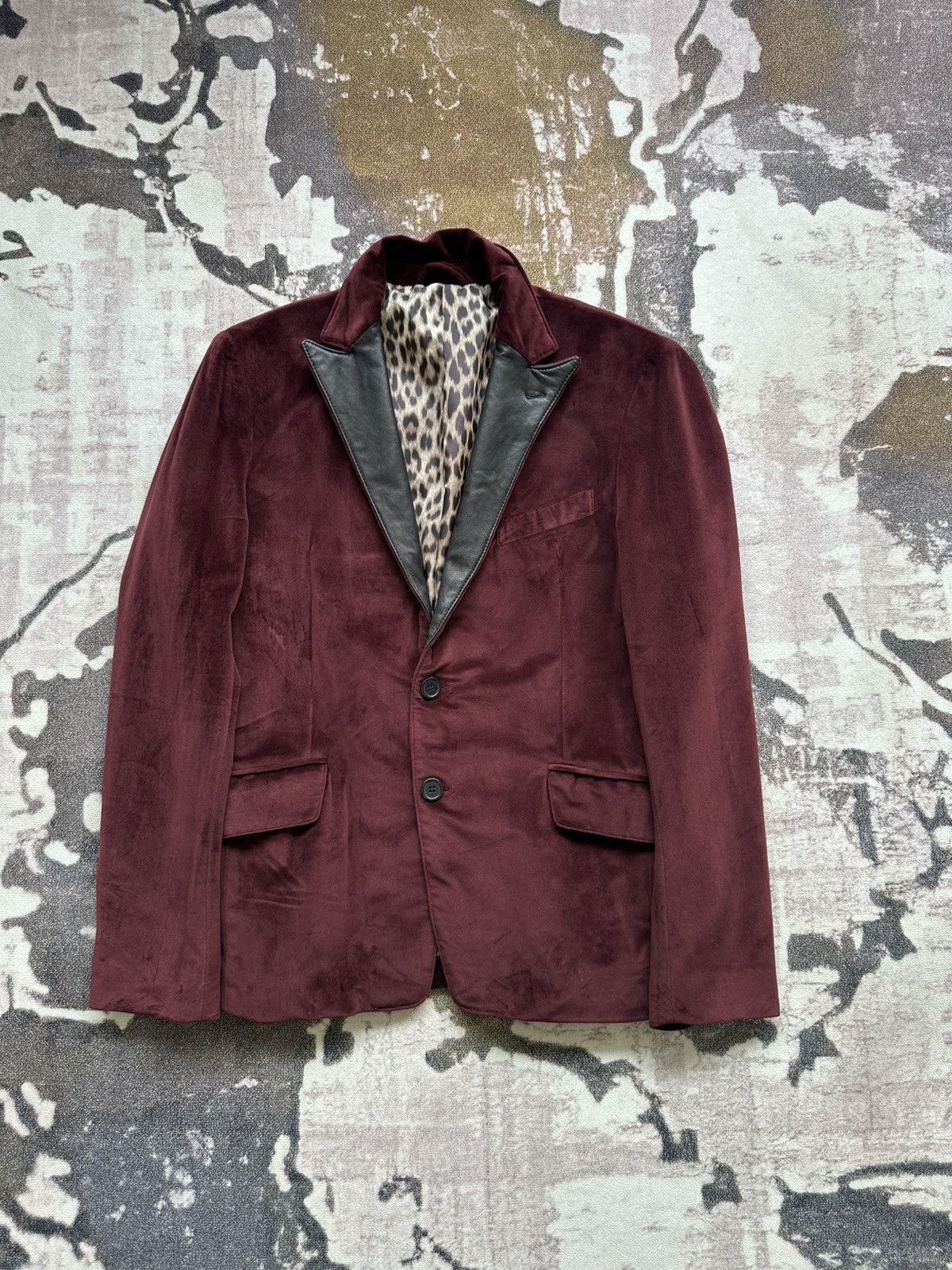 JACKROSE 00's Jackrose Luv Maison burgundy trim leather blazer Size US M / EU 48-50 / 2 - 1 Thumbnail