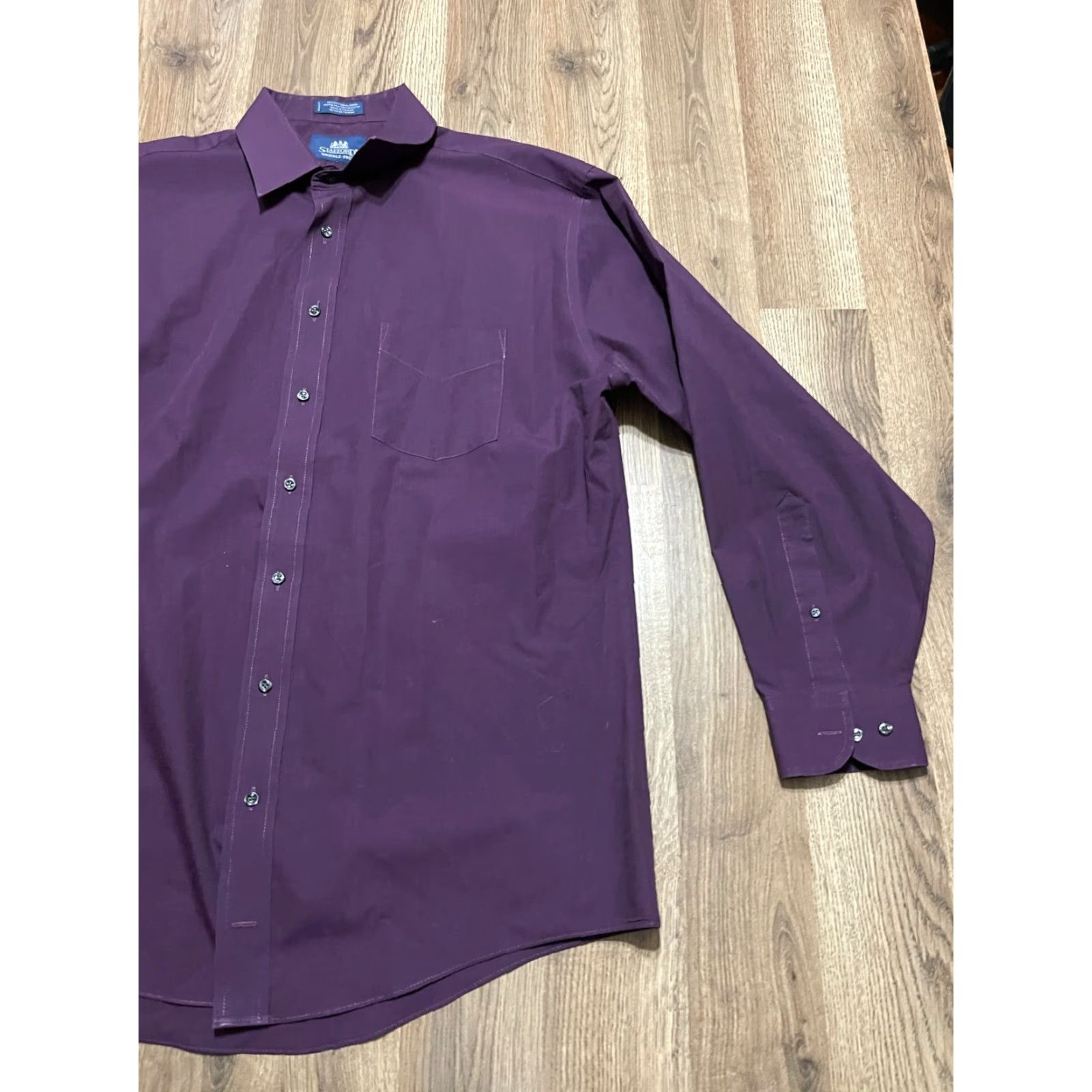 Stafford Stafford Shirt Men 17 34/35 Purple Long Sleeve Button Up Athletic Fit Casual Size US XL / EU 56 / 4 - 4 Thumbnail