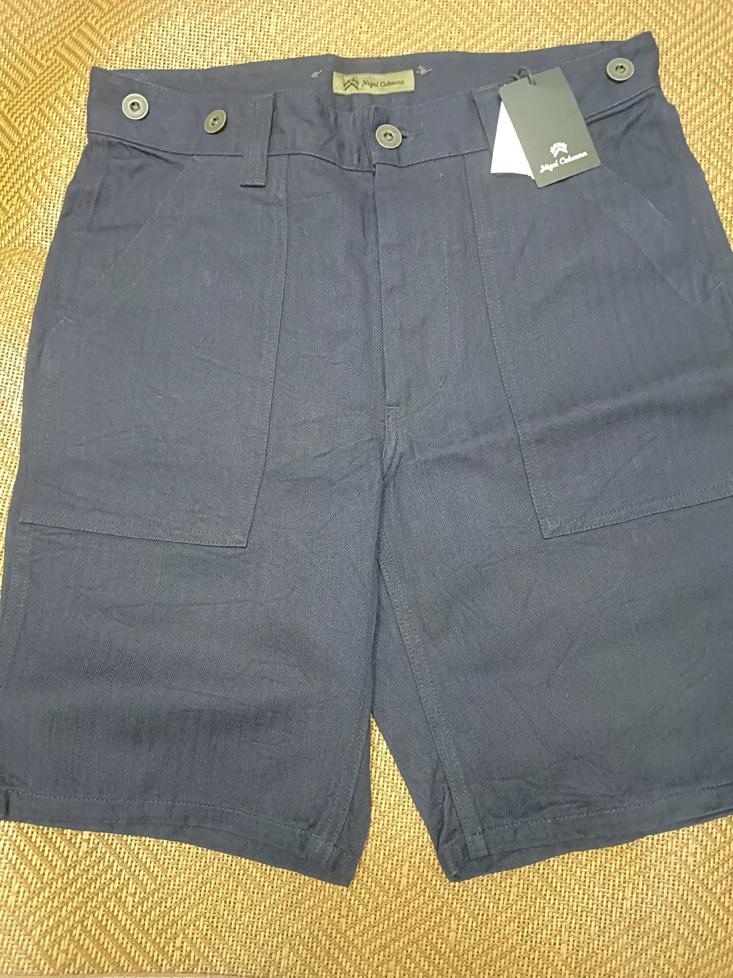 Nigel Cabourn Vulcanized dyed herringbone shorts