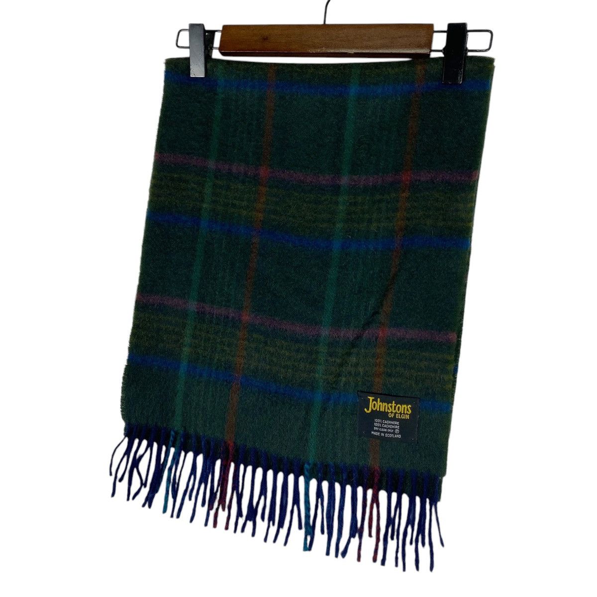 Johnstons Of Elgin Vintage Johnston Of Elgin Green Checked Scarf Muffler Size ONE SIZE - 6 Thumbnail