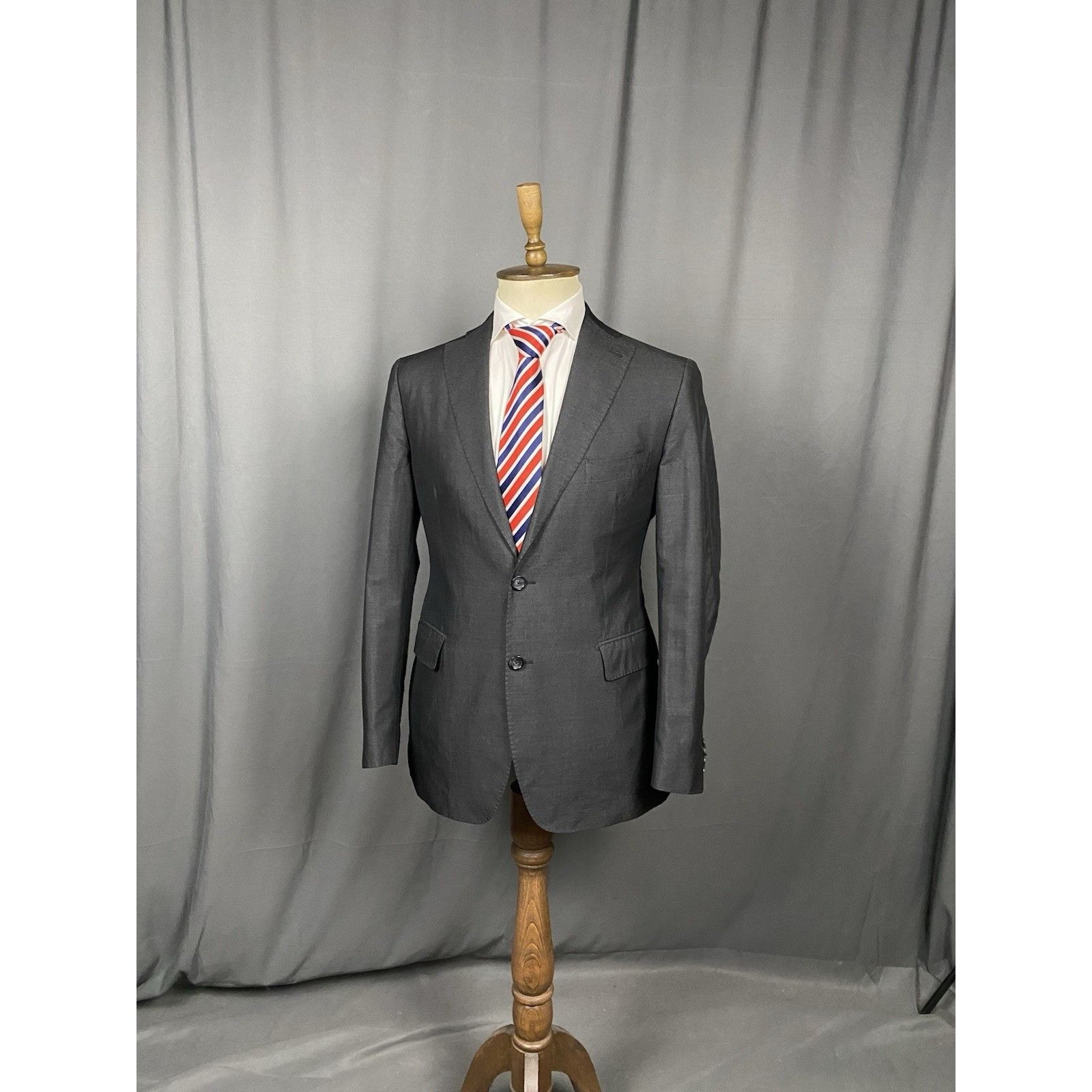 Tagliatore MINT! Tagliatore Men's Gray Slim Silk Cotton Blazer Jacket Size 50R - 2 Thumbnail