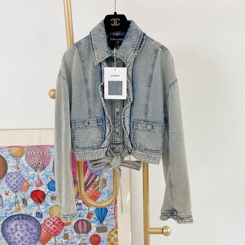 Chanel Prada Ruffled denim jacket Size XXS / US 00 / IT 34 - 1 Thumbnail