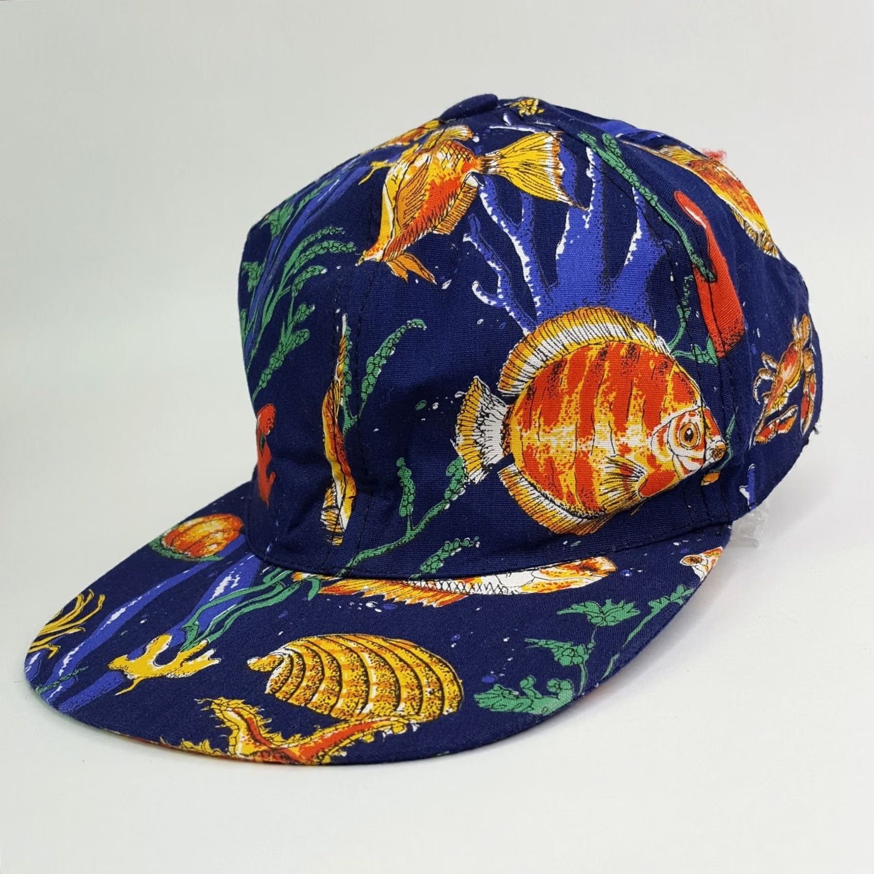 Vintage VINTAGE Infinity Chic Ocean Floor Fish USA Made Snapback Tropical Beach Hat Baseball Cap 80s Mens Adjustable Blue Cap Size ONE SIZE - 2 Thumbnail